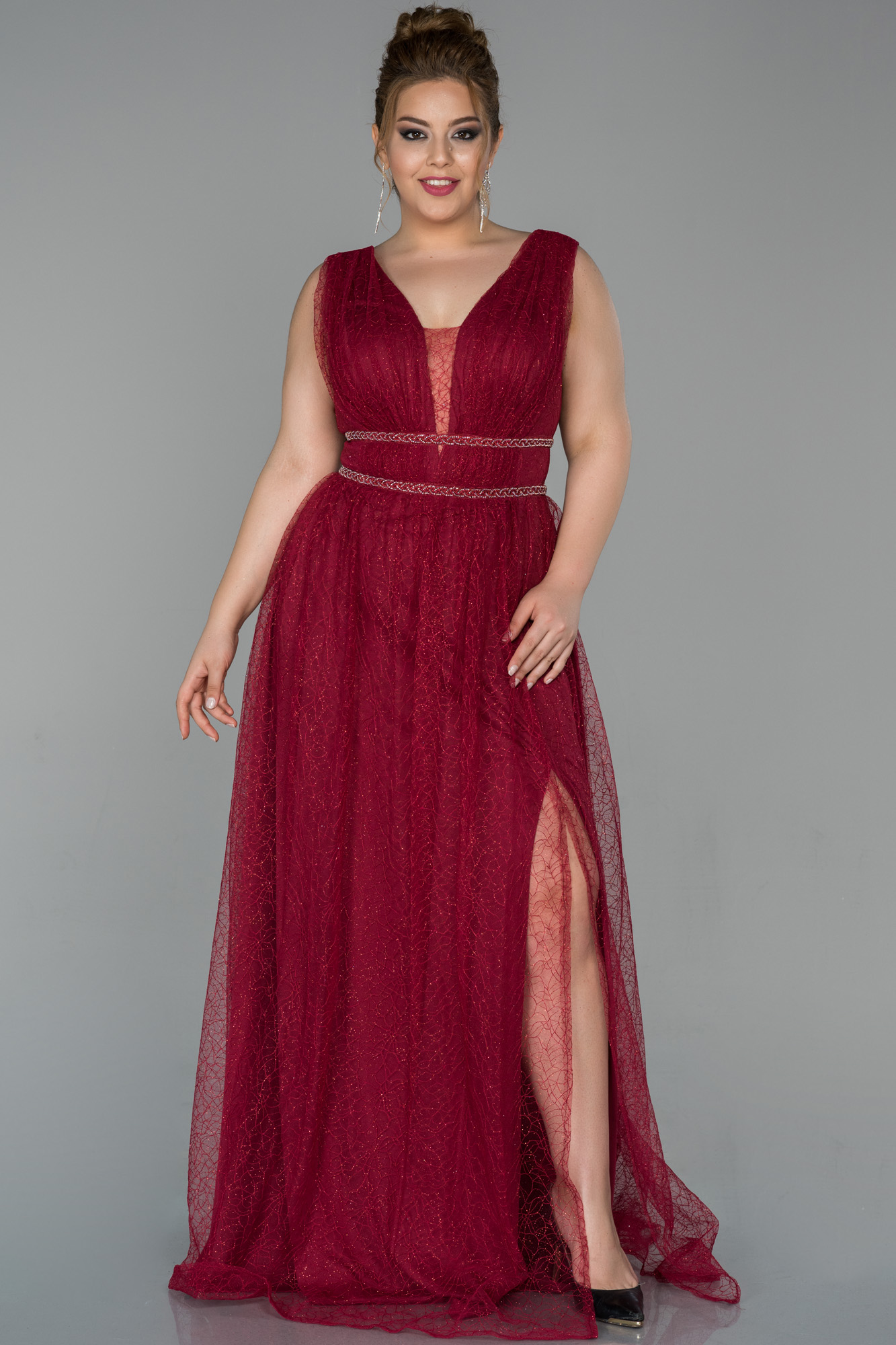 Long Burgundy Dantelle Plus Size Evening Dress Abu Abiyefon