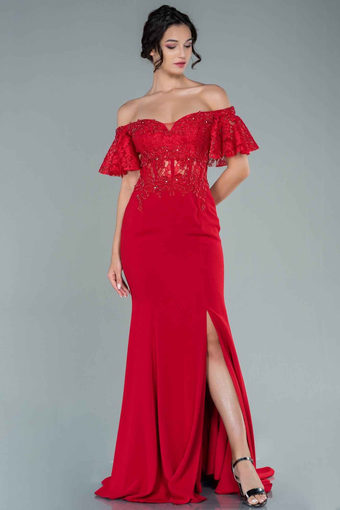 Long Red Dantelle Mermaid Prom Dress Abu Abiyefon