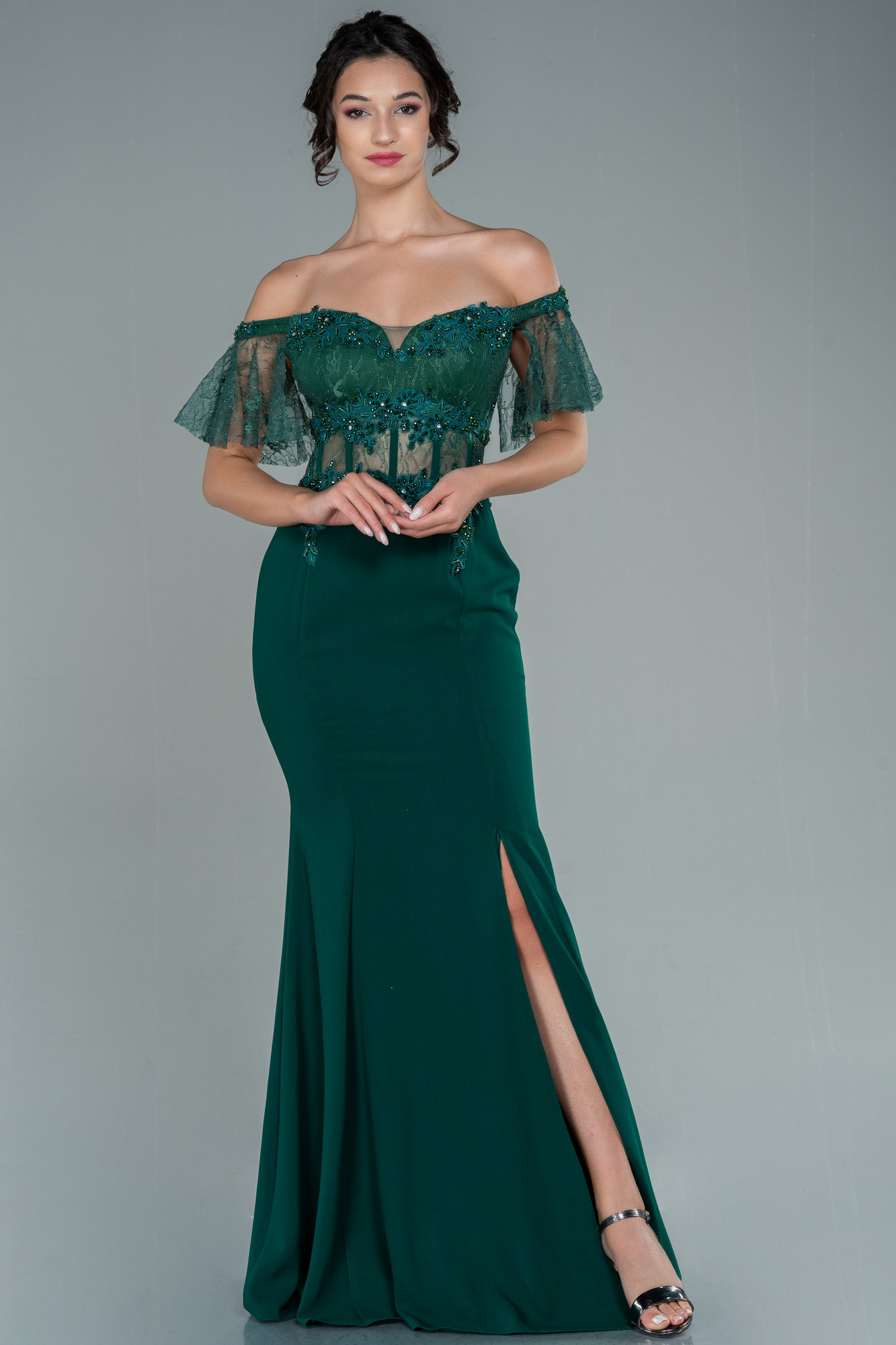 Long Emerald Green Dantelle Mermaid Prom Dress Abu Abiyefon