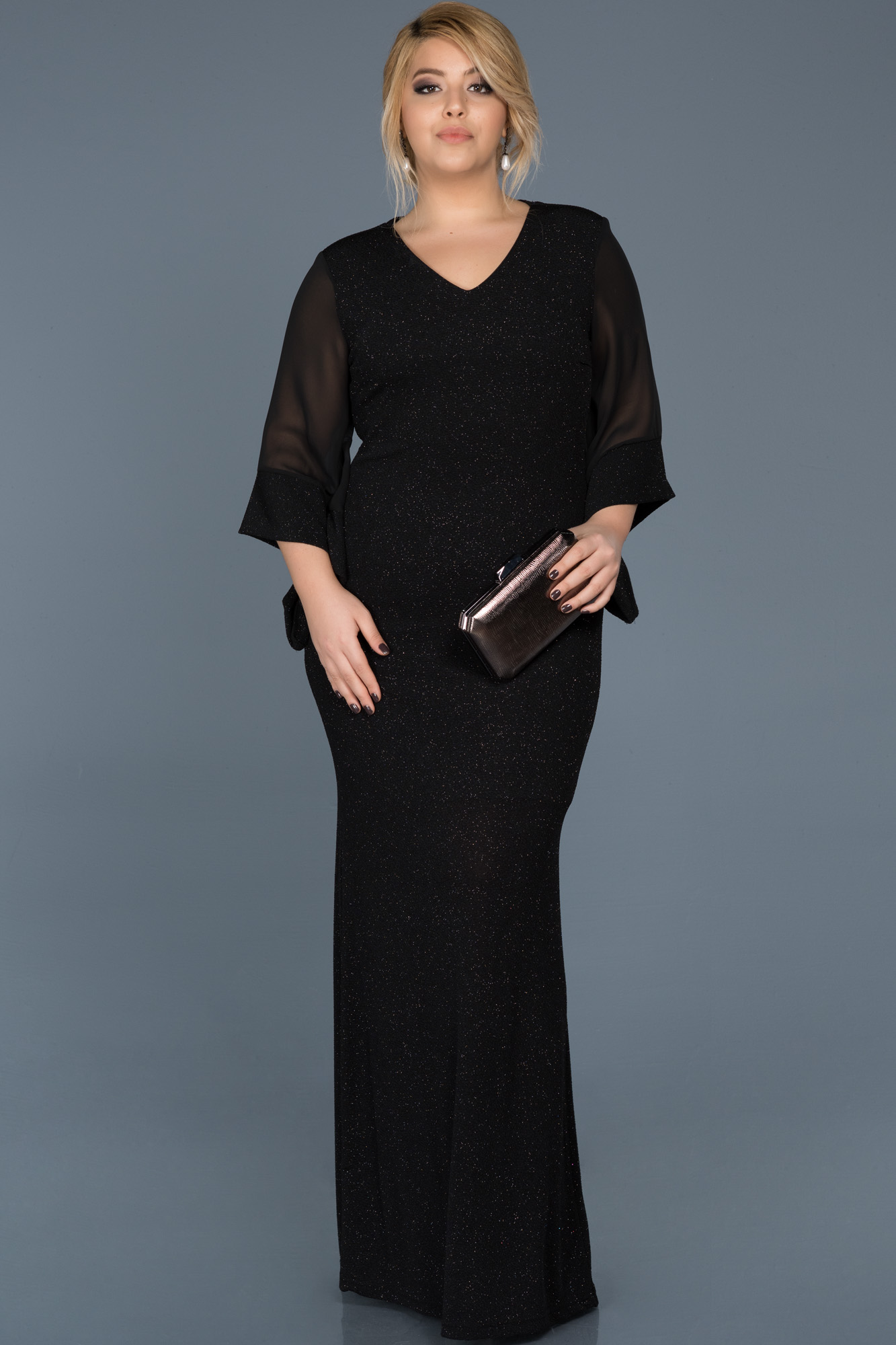 Long Black Plus Size Evening Dress ABU539 Abiyefon