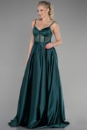 Long Emerald Green Satin Evening Dress ABU3455
