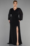 Long Black Plus Size Evening Dress ABU3485