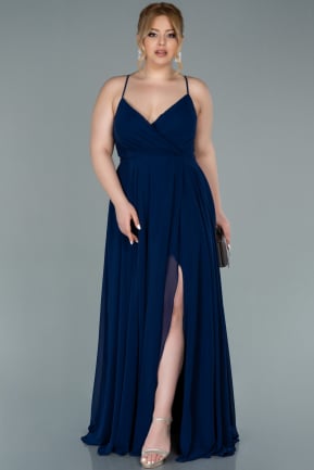 Navy Blue Long Plus Size Evening Dress ABU1324
