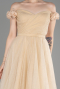 Beige Midi Shoulder Silvery Prom Dress ABK2062