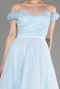 Light Blue Midi Shoulder Silvery Prom Dress ABK2062