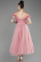 Powder Color Midi Shoulder Silvery Prom Dress ABK2062
