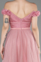 Powder Color Midi Shoulder Silvery Prom Dress ABK2062