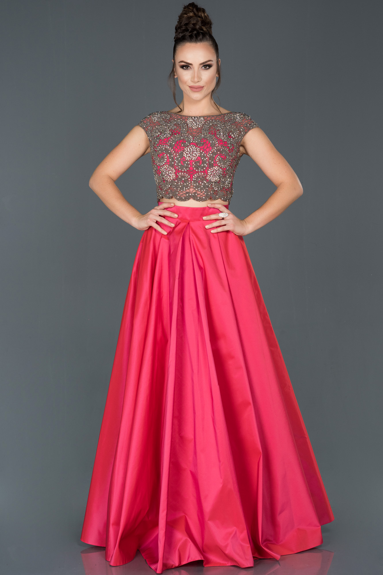 fuchsia evening dress