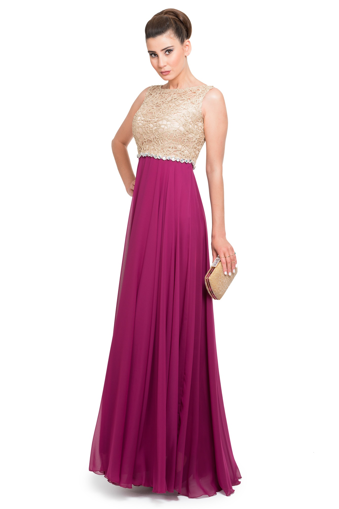 Long Plum Evening Dress T2395 | Abiyefon.com