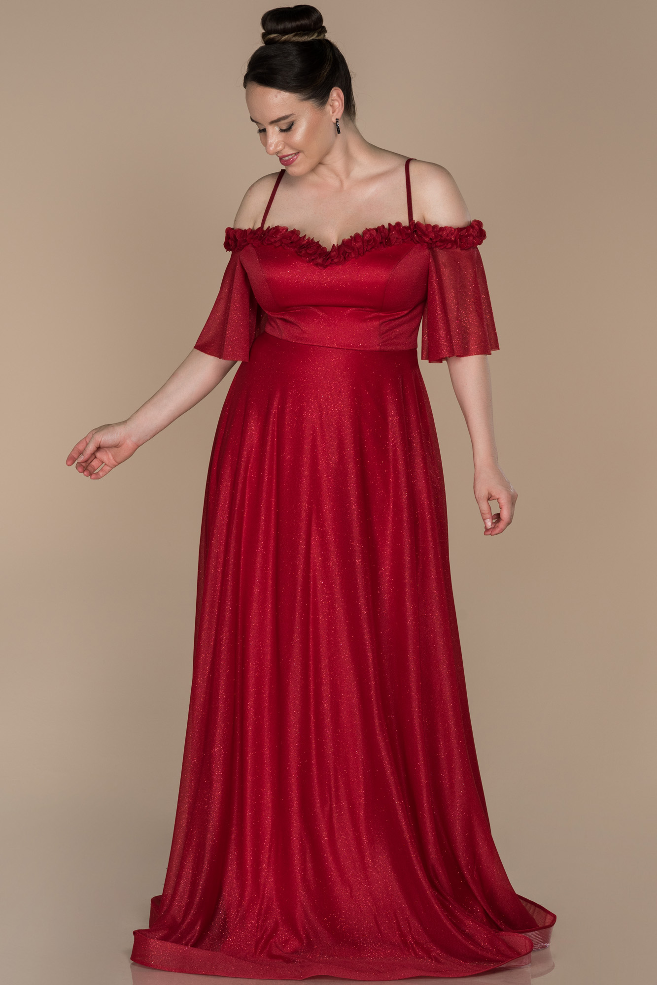 Long Red Plus Size Evening Dress ABU1405 | Abiyefon.com