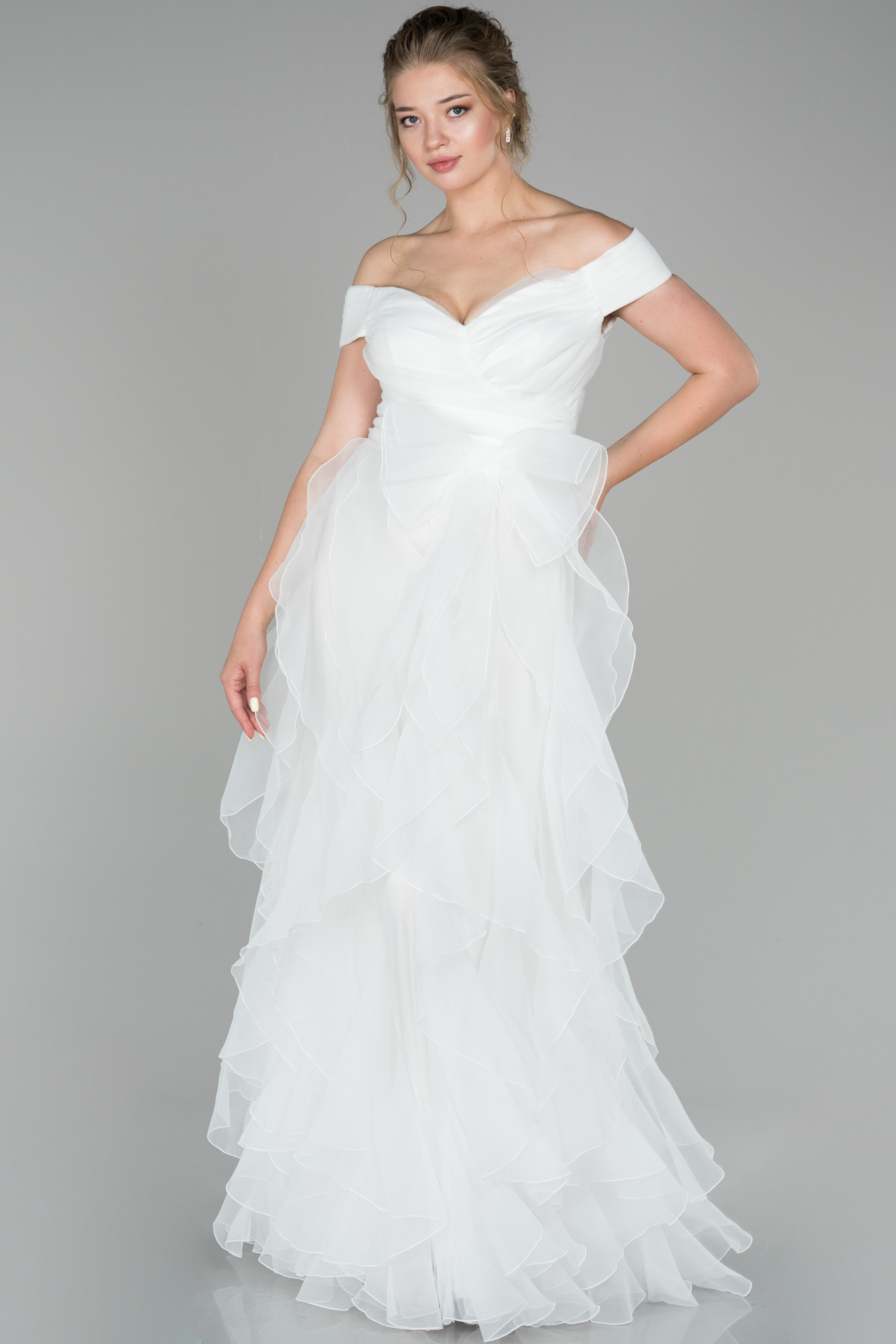 White Long Engagement Dress ABU1498 — free download