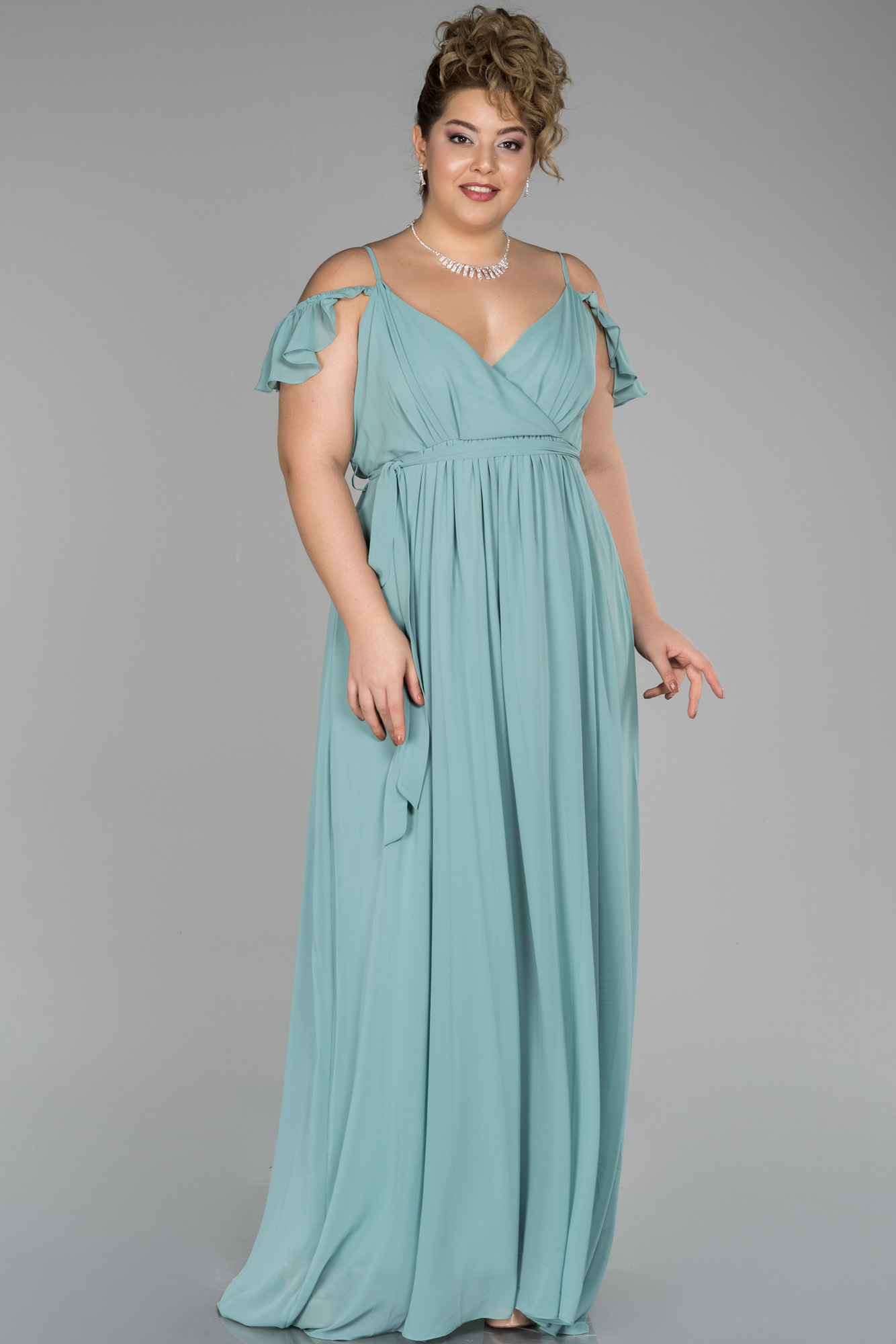 Long Turquoise Plus Size Evening Dress ABU1501 | Abiyefon.com