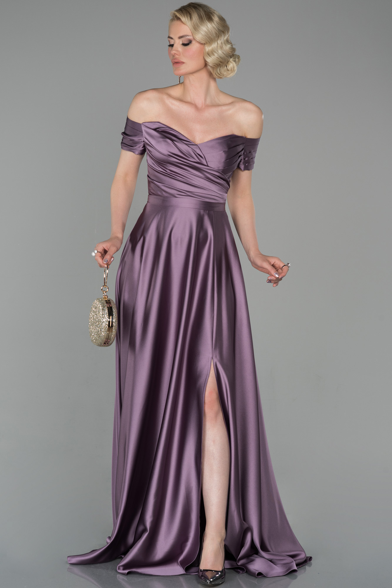 Alicia Satin Button Down Dress (Lavender) - Women from Yumi UK