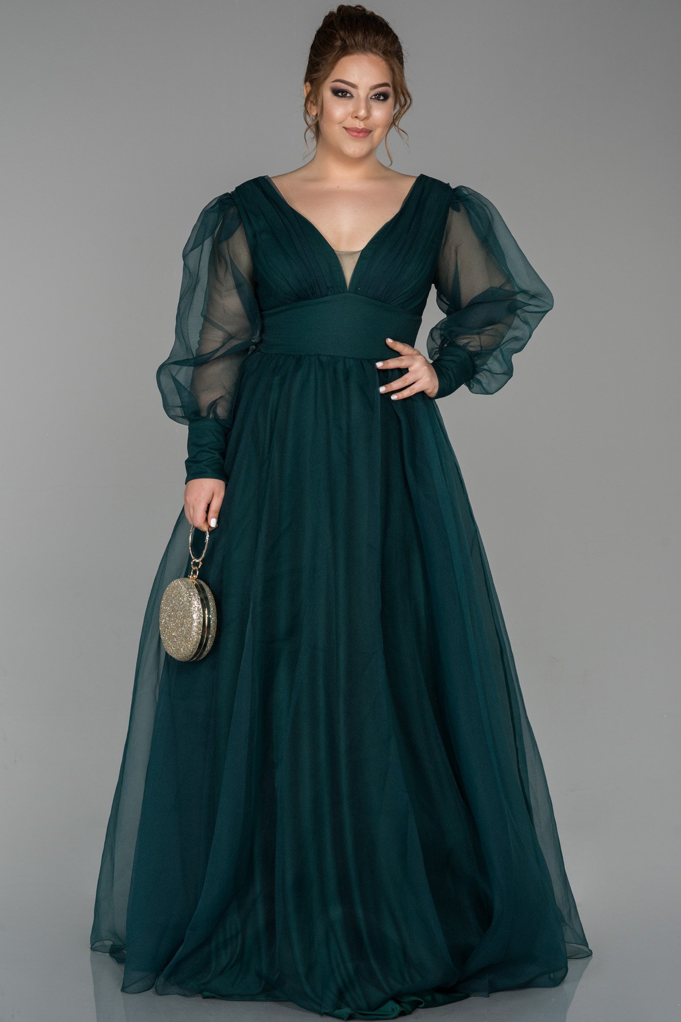 Long Emerald Green Plus Size Evening Dress ABU1617 | Abiyefon.com