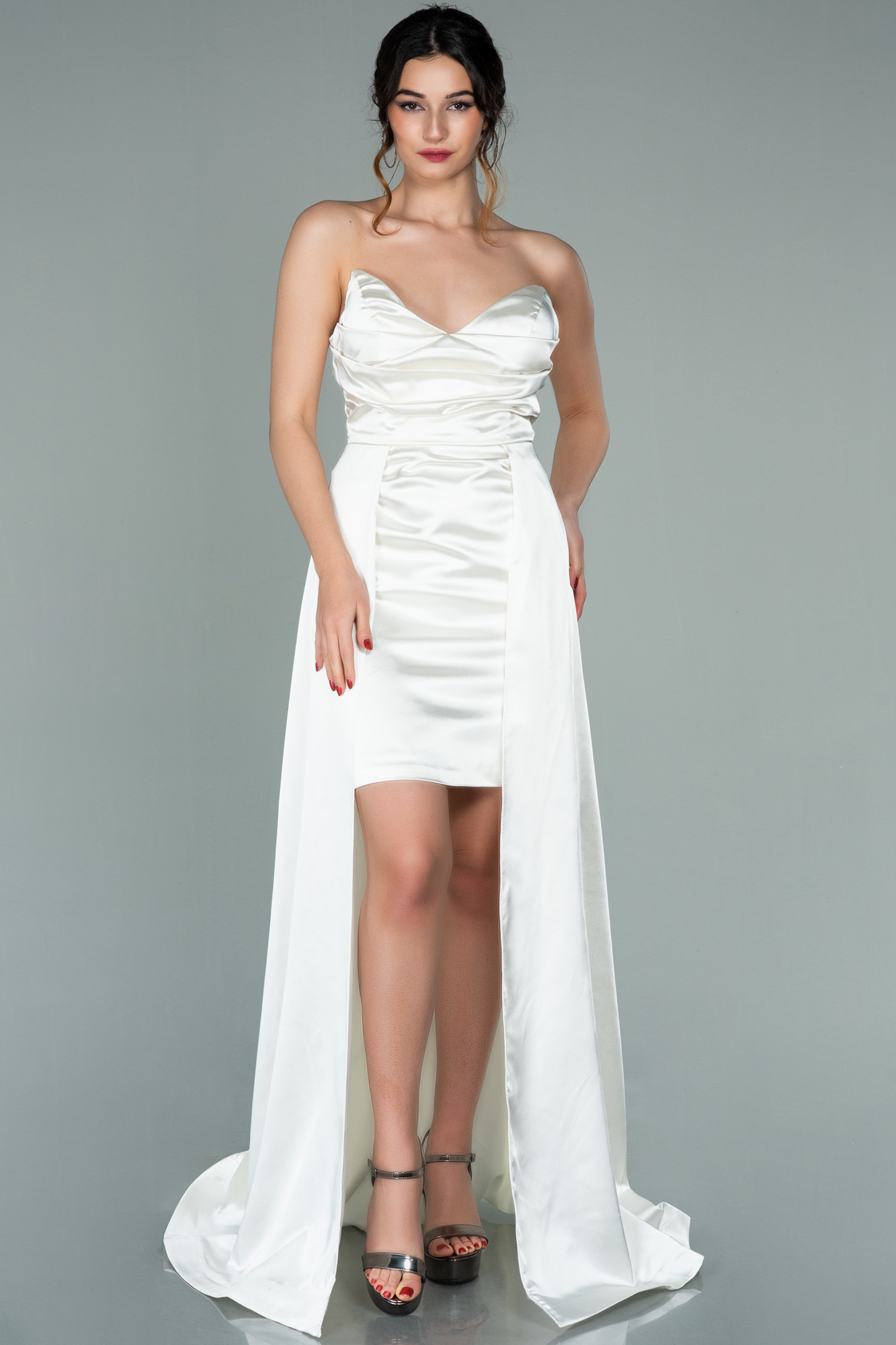 Sexy White Satin Sheath Long Party Gown Formal Prom Dress