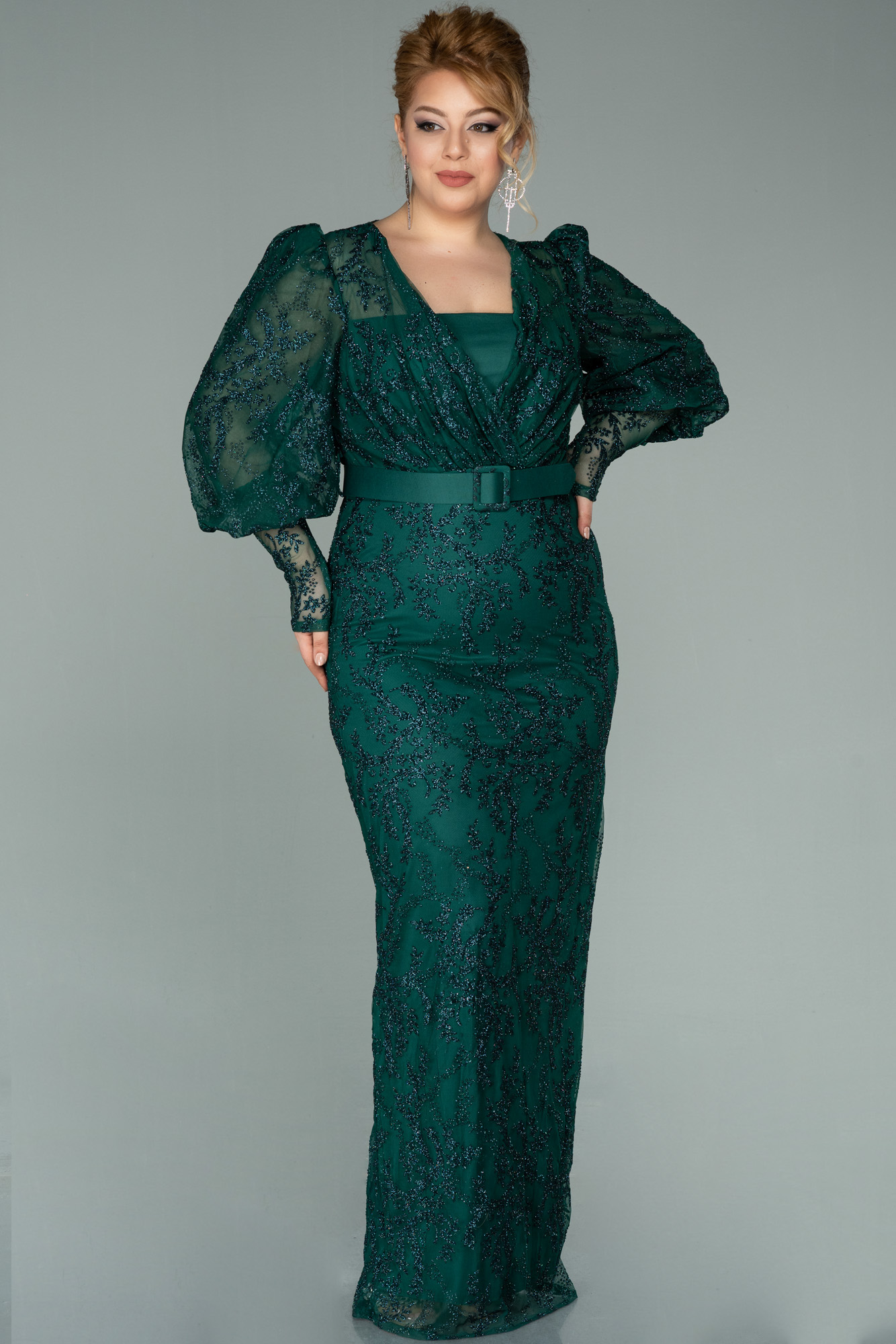 Long Emerald Green Plus Size Evening Dress Abu2164 