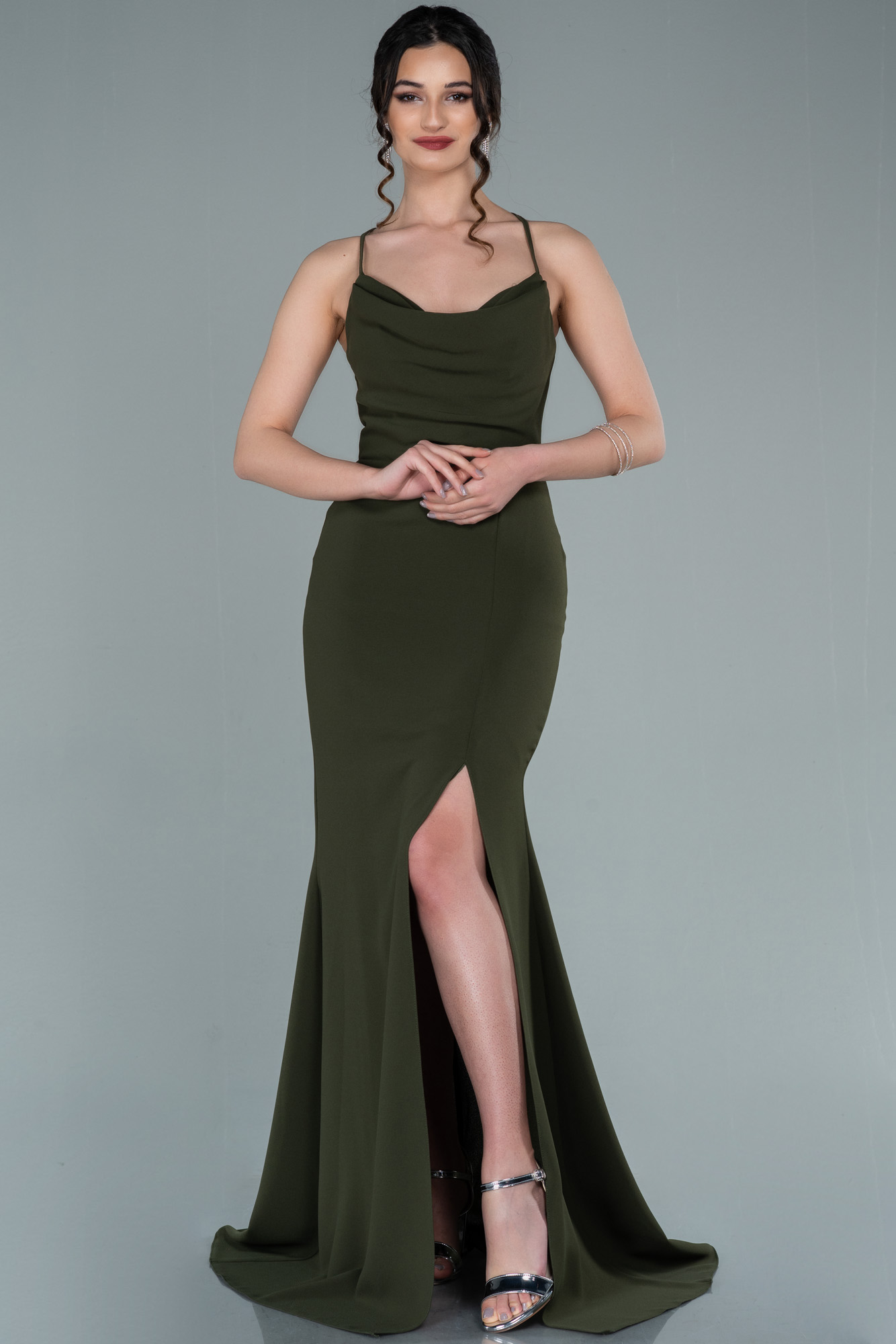 olive green prom dress mermaid