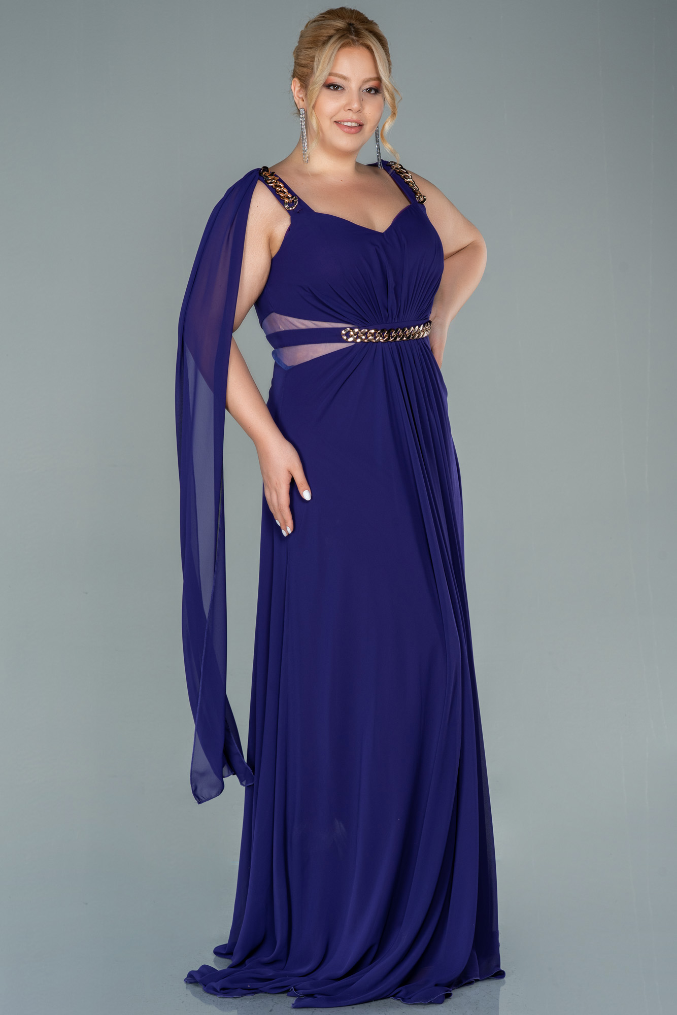 Purple Long Chiffon Plus Size Evening Dress Abu2534