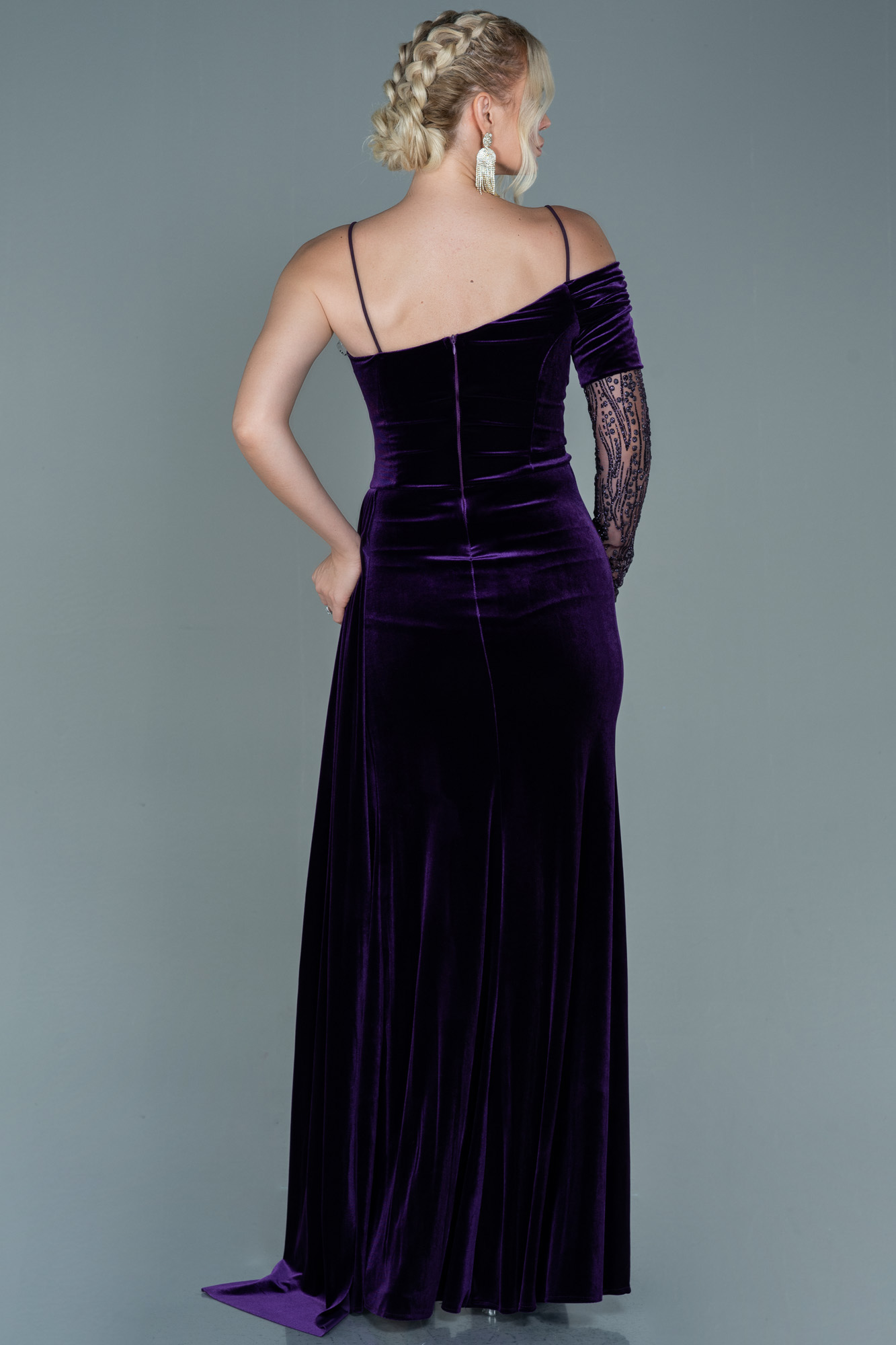 20511b Emerald Green Draped Velvet Dress