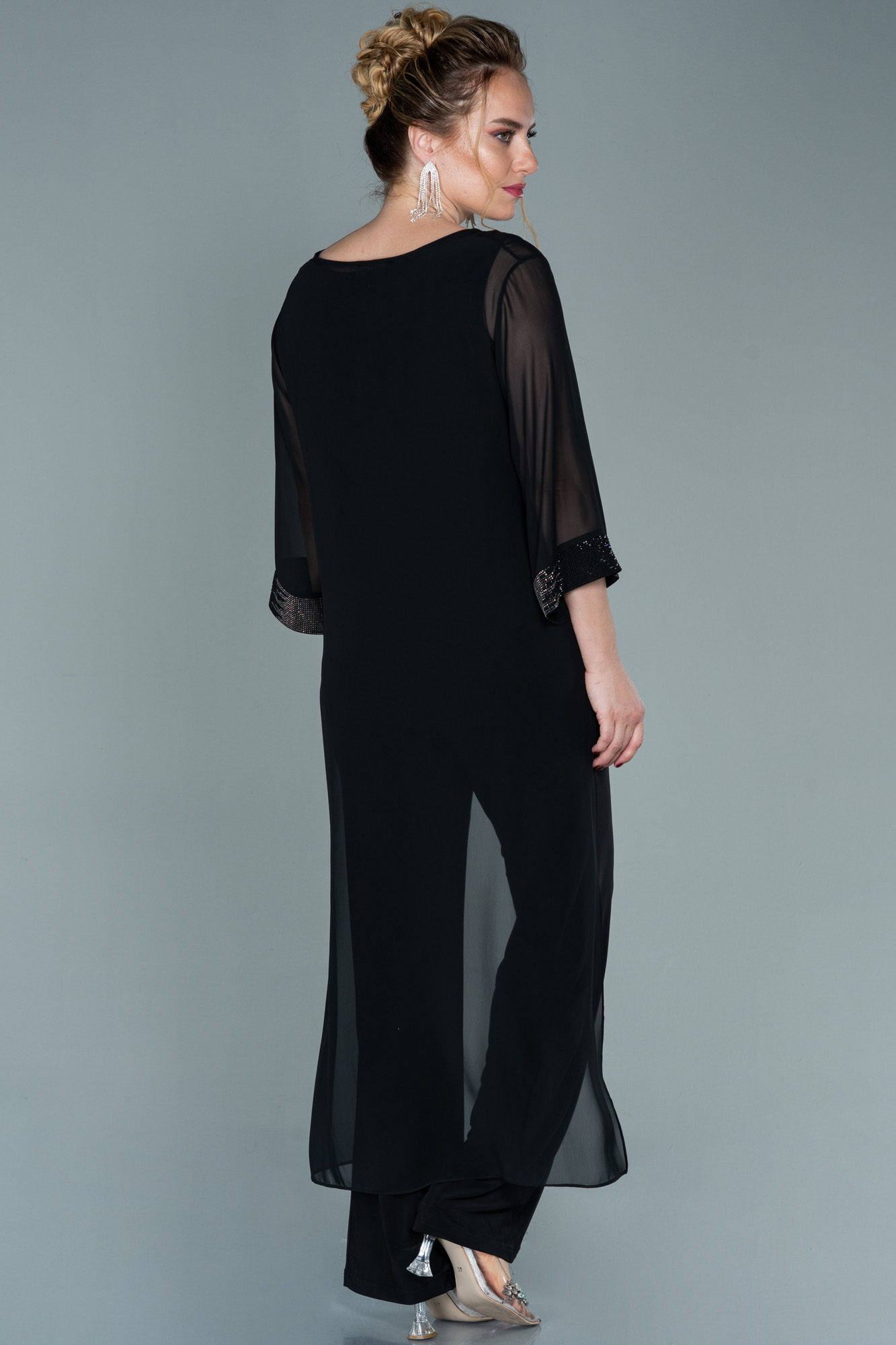 Black Chiffon Satin Dress