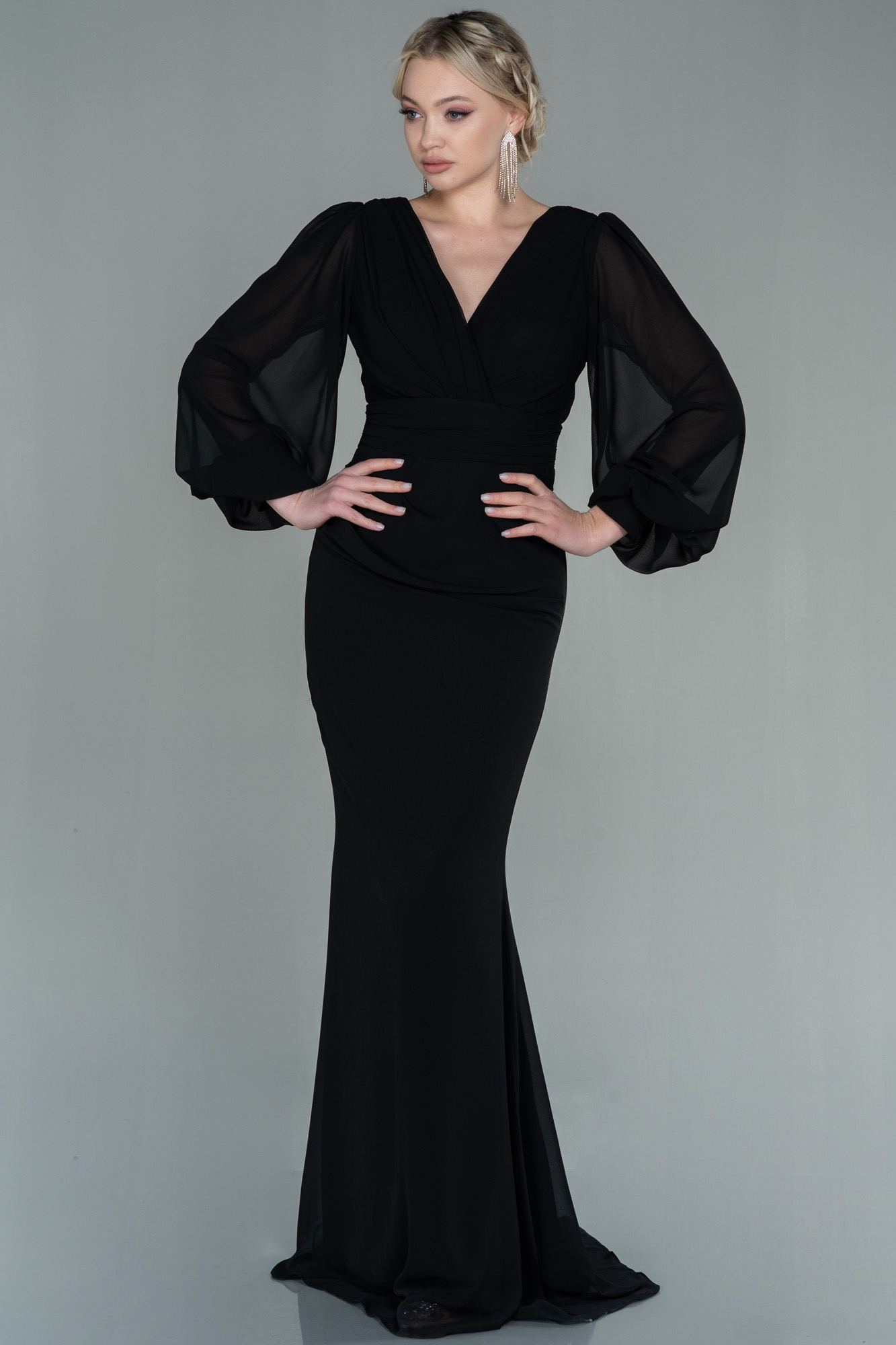 Elegant Black Strapless A-Line Chiffon Long Evening Party Dresses, DP5678 main image 0