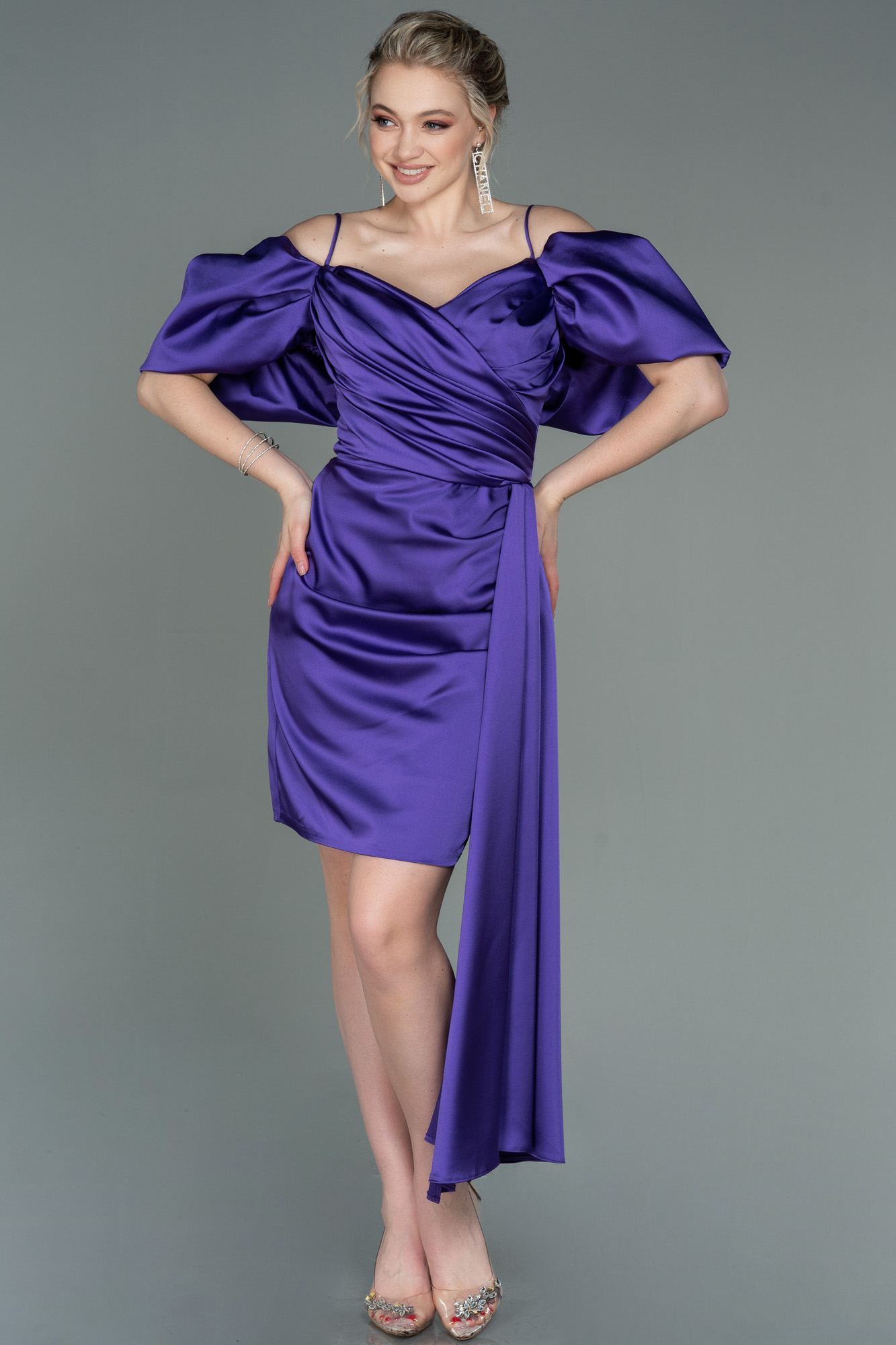 Short Purple Satin Invitation Dress ABK1773 — free download