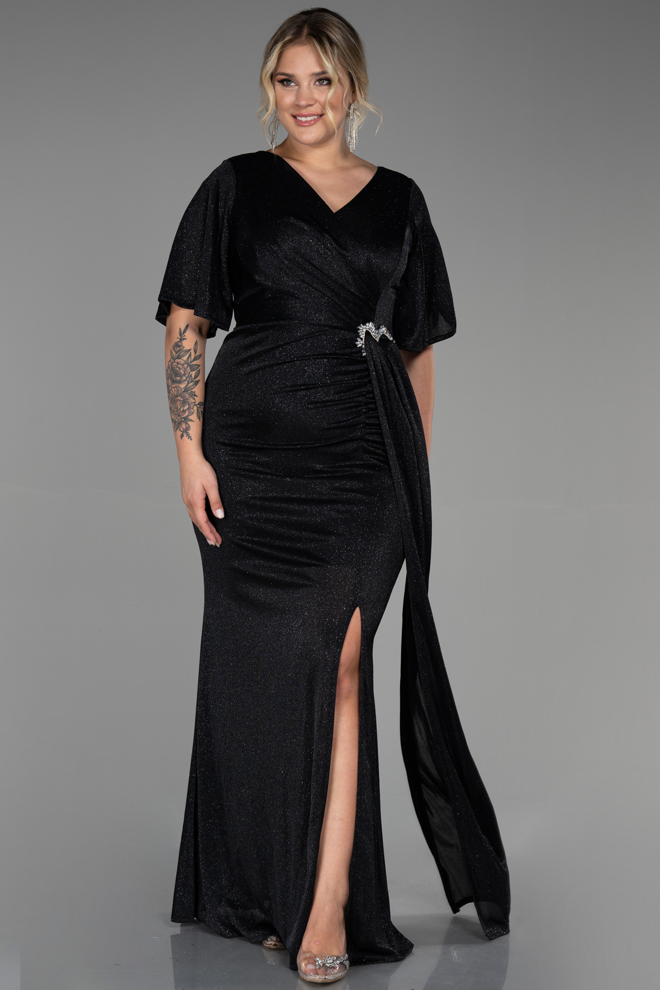Long Black Plus Size Evening Dress ABU3282 — free download