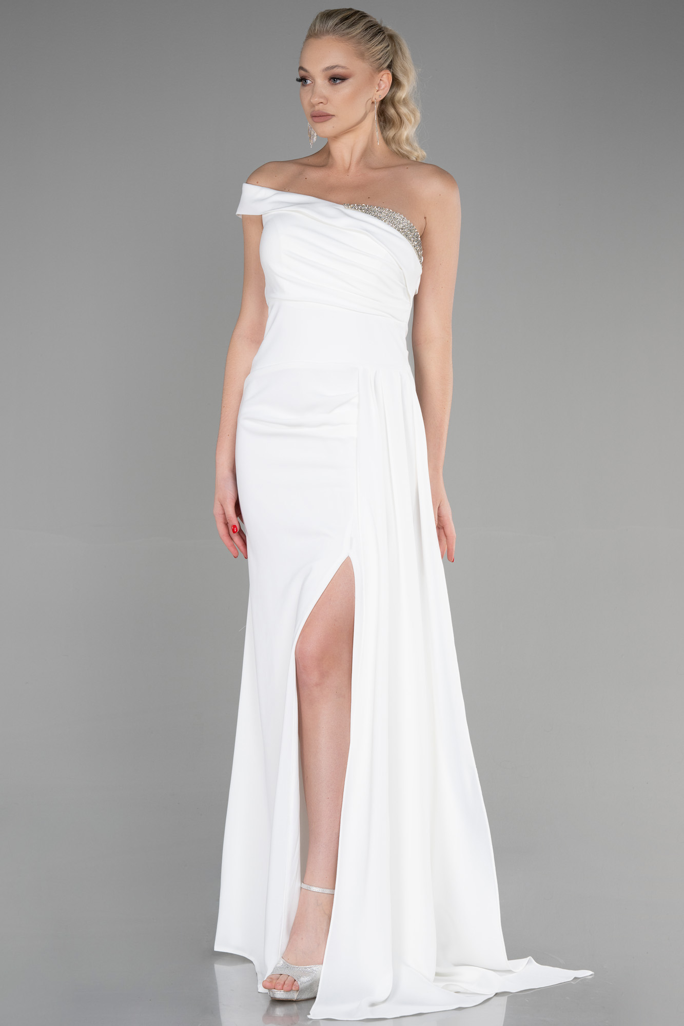 Long White Evening Dress ABU3510 — free download