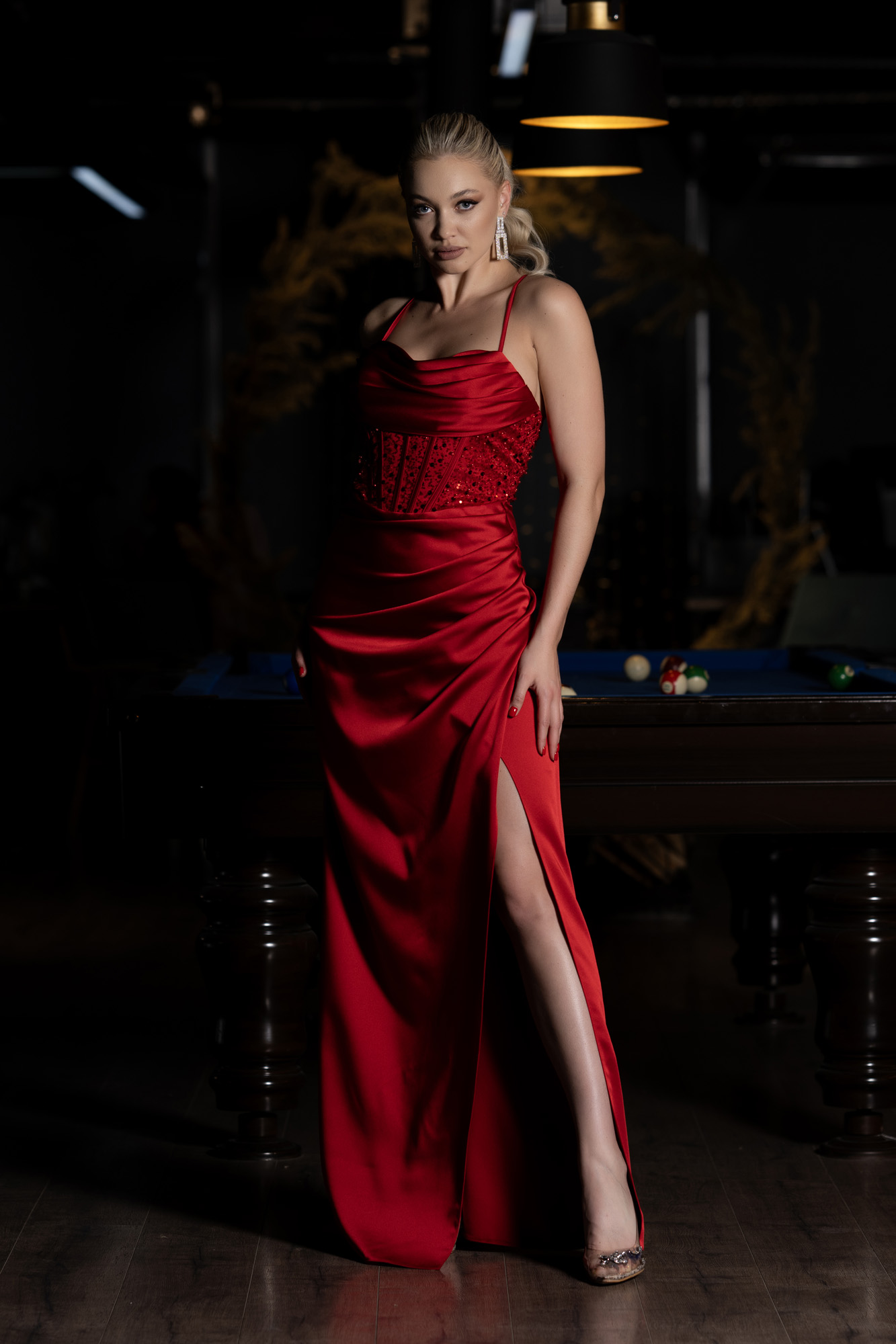 Sexy Red Straps Sheath Satin Long Evening Party Dress Birthday Outfits, DP5352