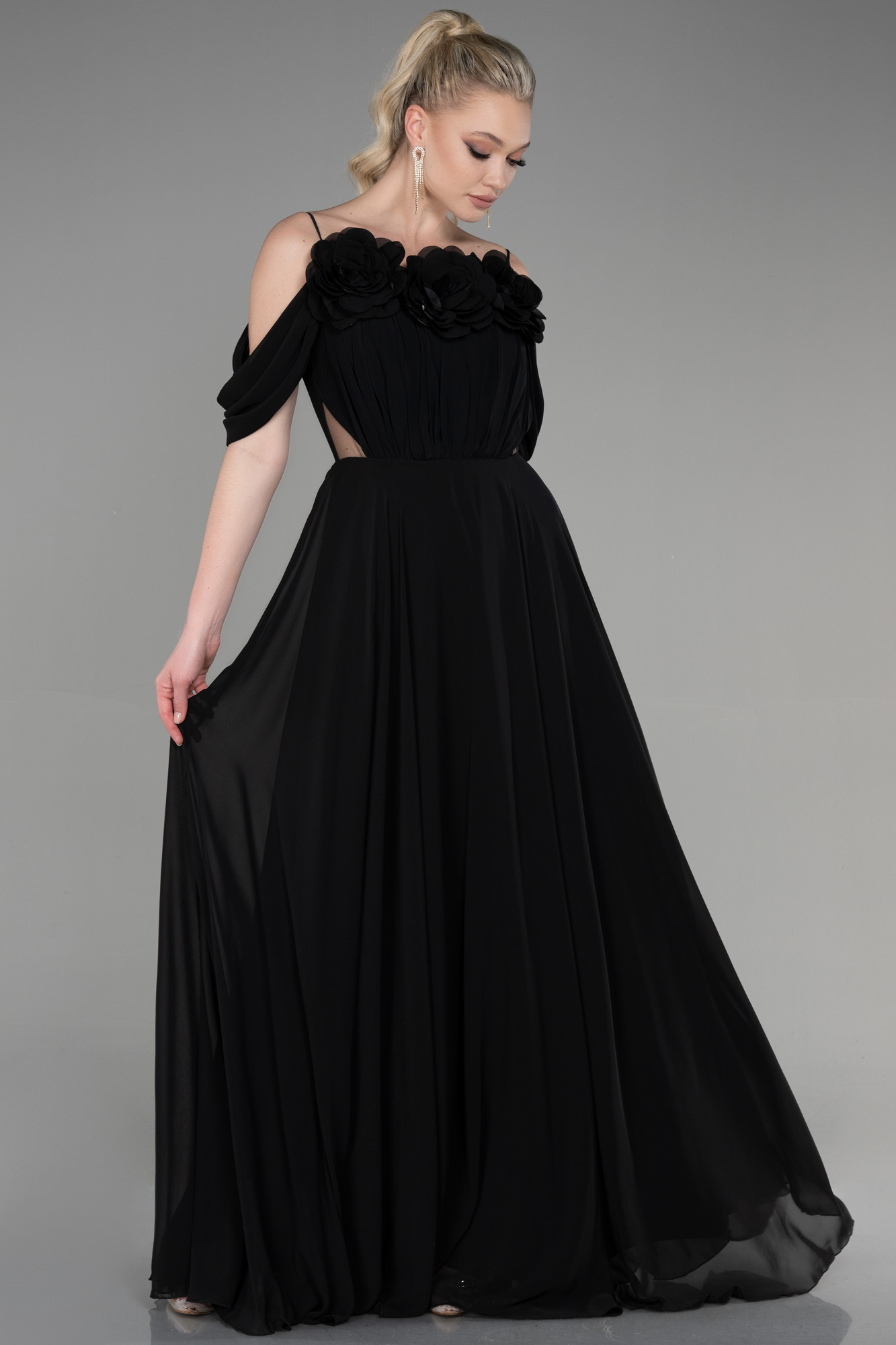 4510376 Black Chiffon Dress
