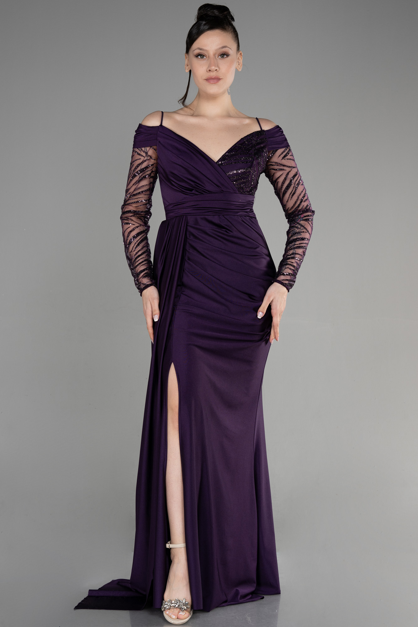 Long Dark Purple Evening Dress ABU3656 — free download