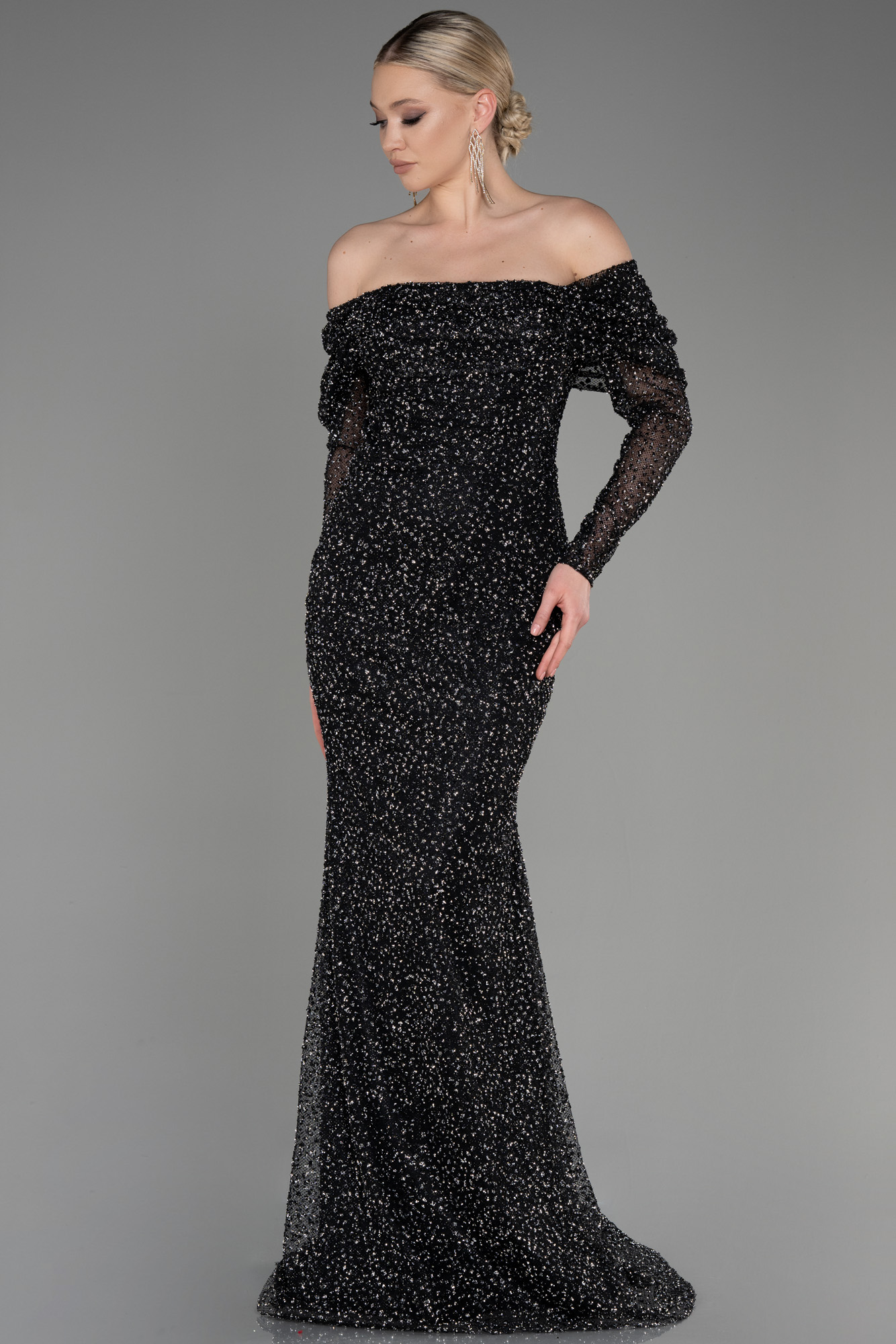 Elegant Black Mermaid Prom Dress,Black Evening Dress Y2173 main image 1