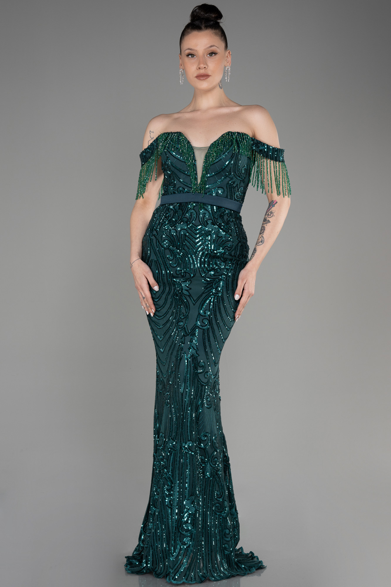 Stunning Emerald Green Mermaid Evening Dress Sleeveless Formal Gown Y123