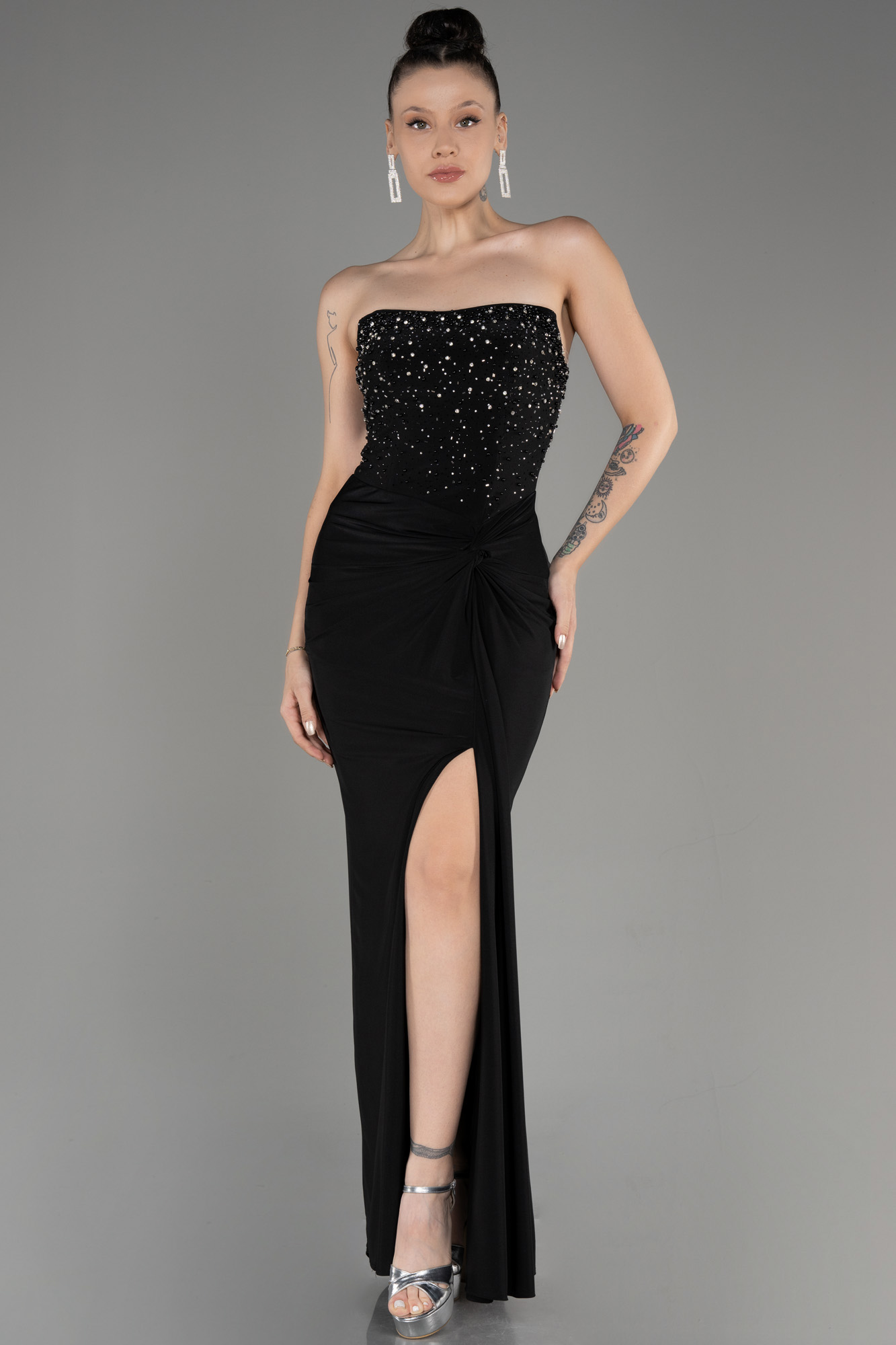 Elegant Black Long Prom Dress With Split Black Evening Dress Y4861 main image 1