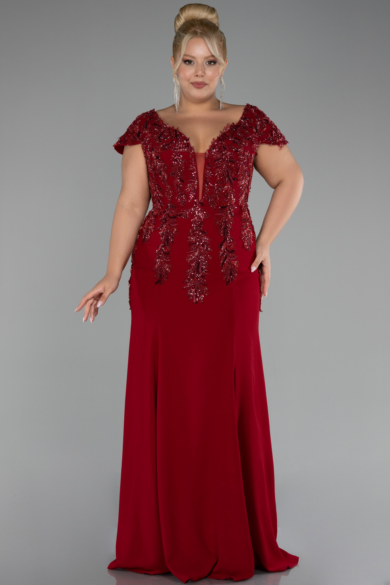 Plus Size Women Burgundy Floral Printed Night Suit With Half Sleeves