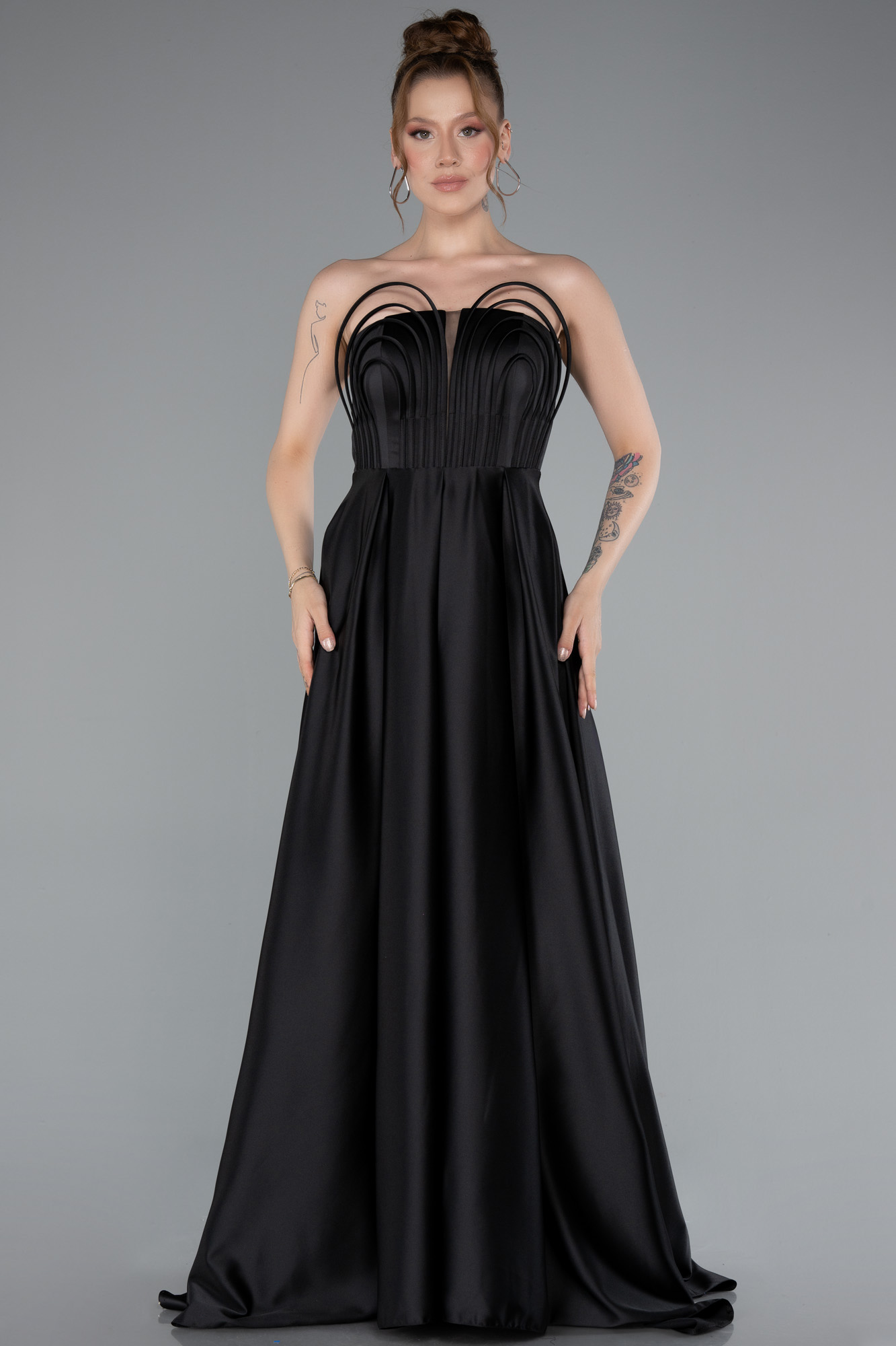 Black Fashion A Line Long Evening Dress Y7051