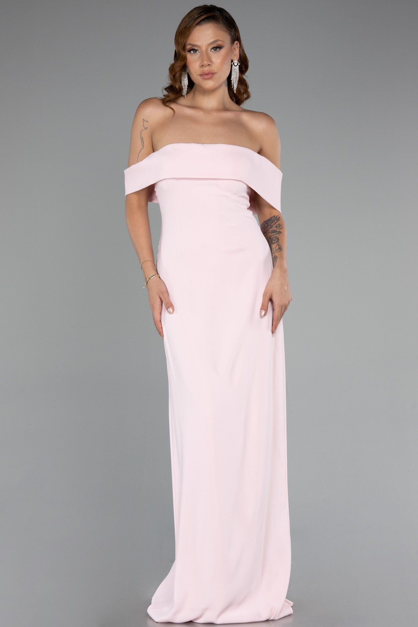 Long Powder Color Evening Dress ABU5173 | Abiyefon.com