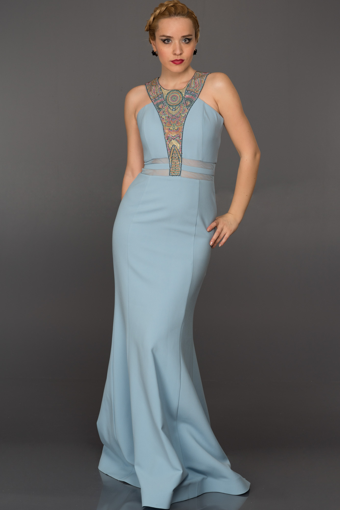 Long Light Blue Evening Dress W6009 | Abiyefon.com