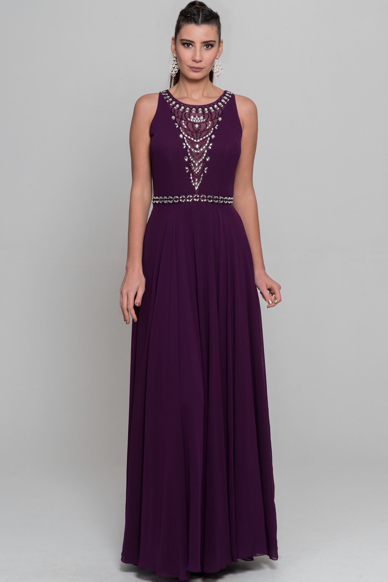 Long Plum Evening Dress S4353 | Abiyefon.com