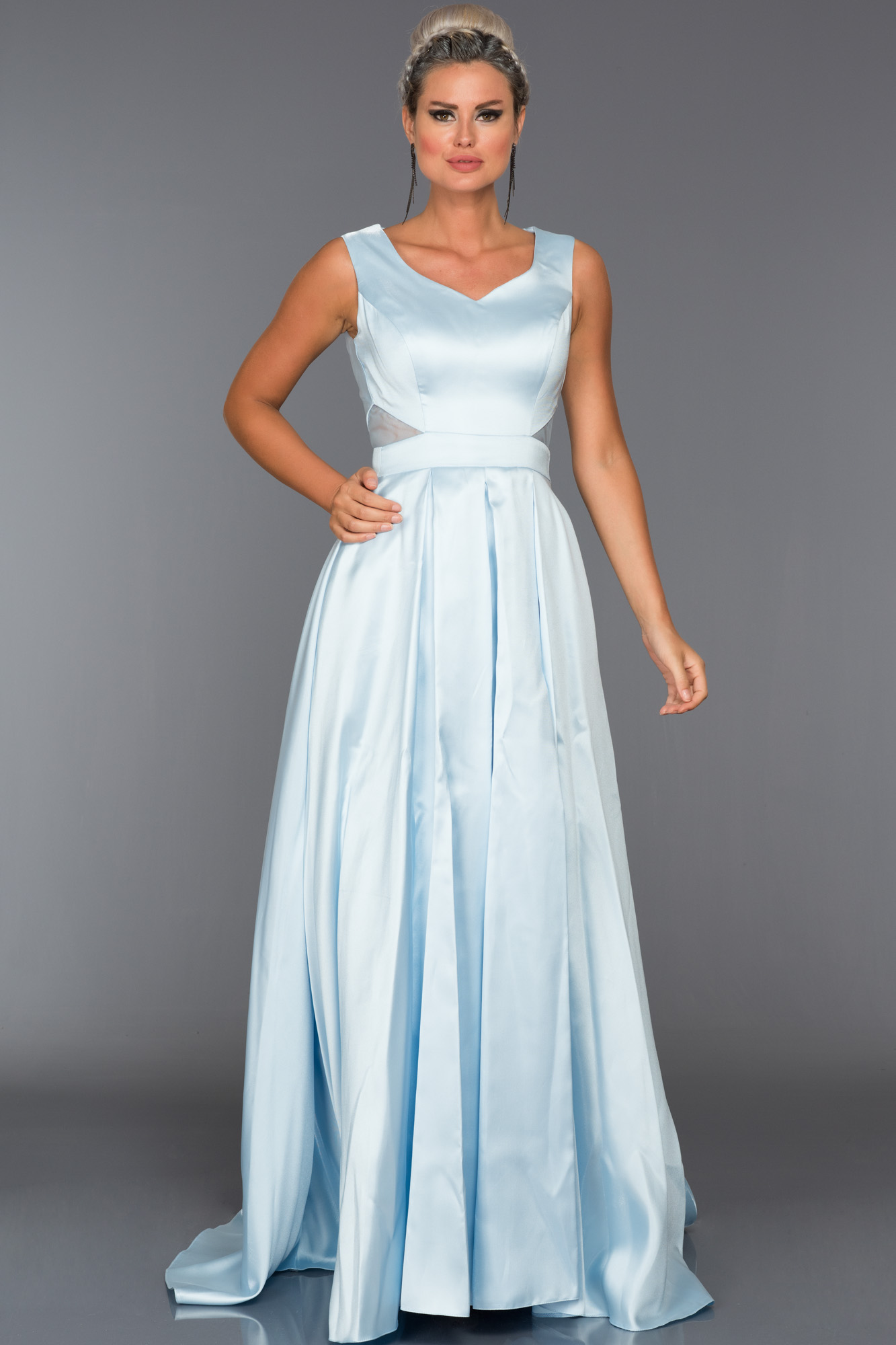 Long Light Blue Evening Dress ABU192 — free download