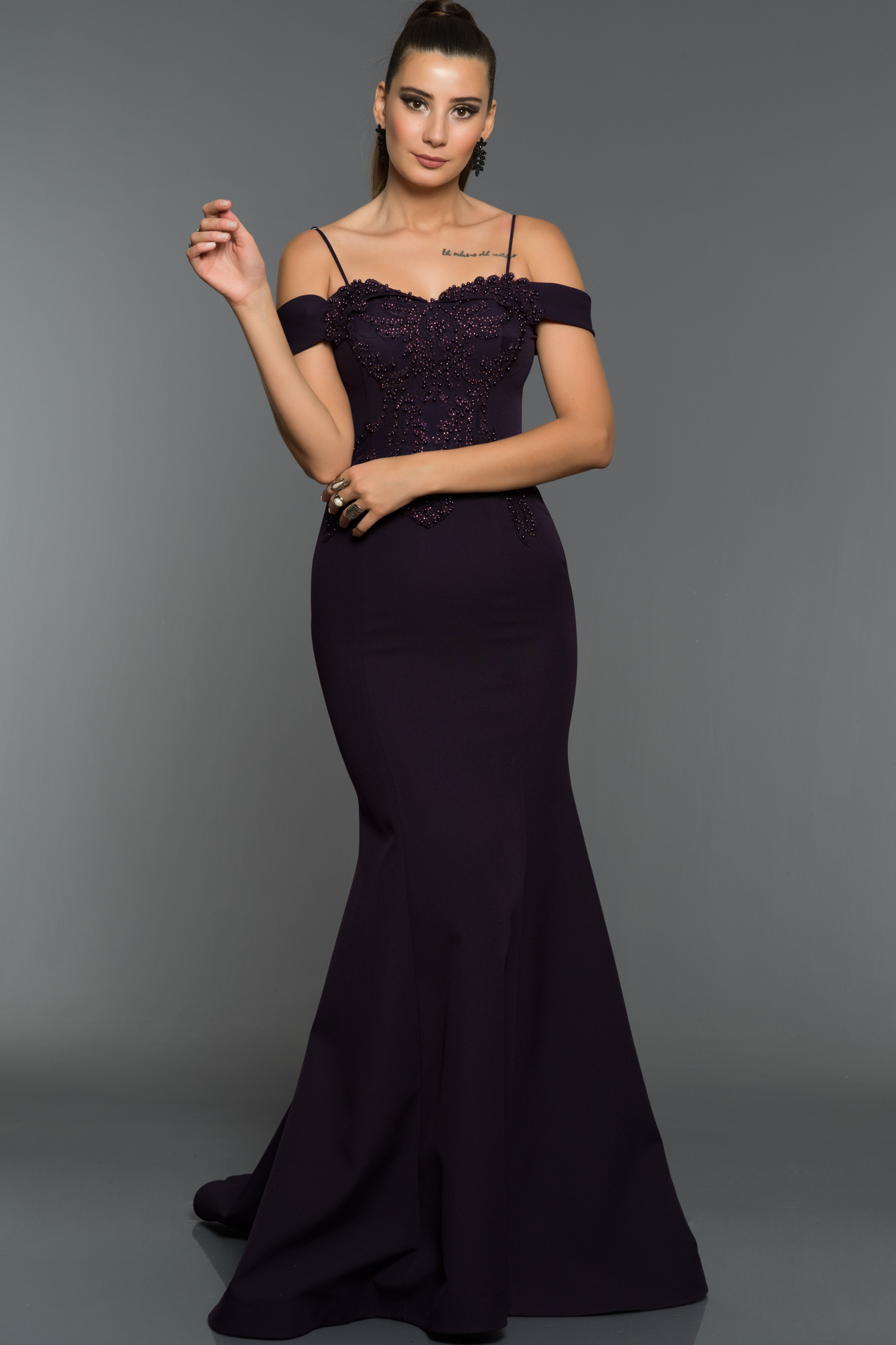 Dark Purple Long Evening Gowns , Beautiful Prom Dresses , Wedding Party Dress main image 1