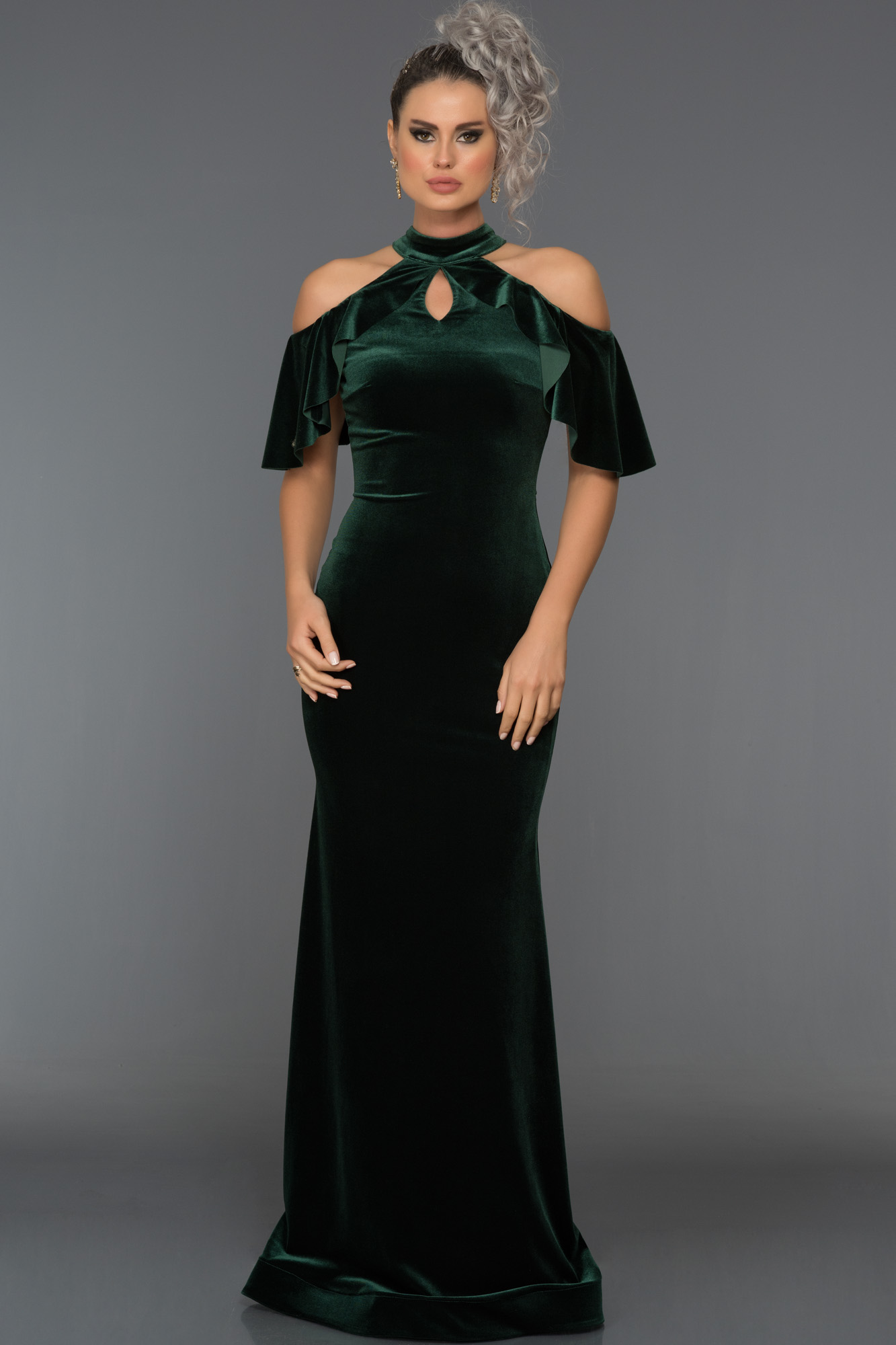 Emerald Green Velvet Evening Gown Emerald Green Velvet Dress ? Formal Dress  Long Emerald Green