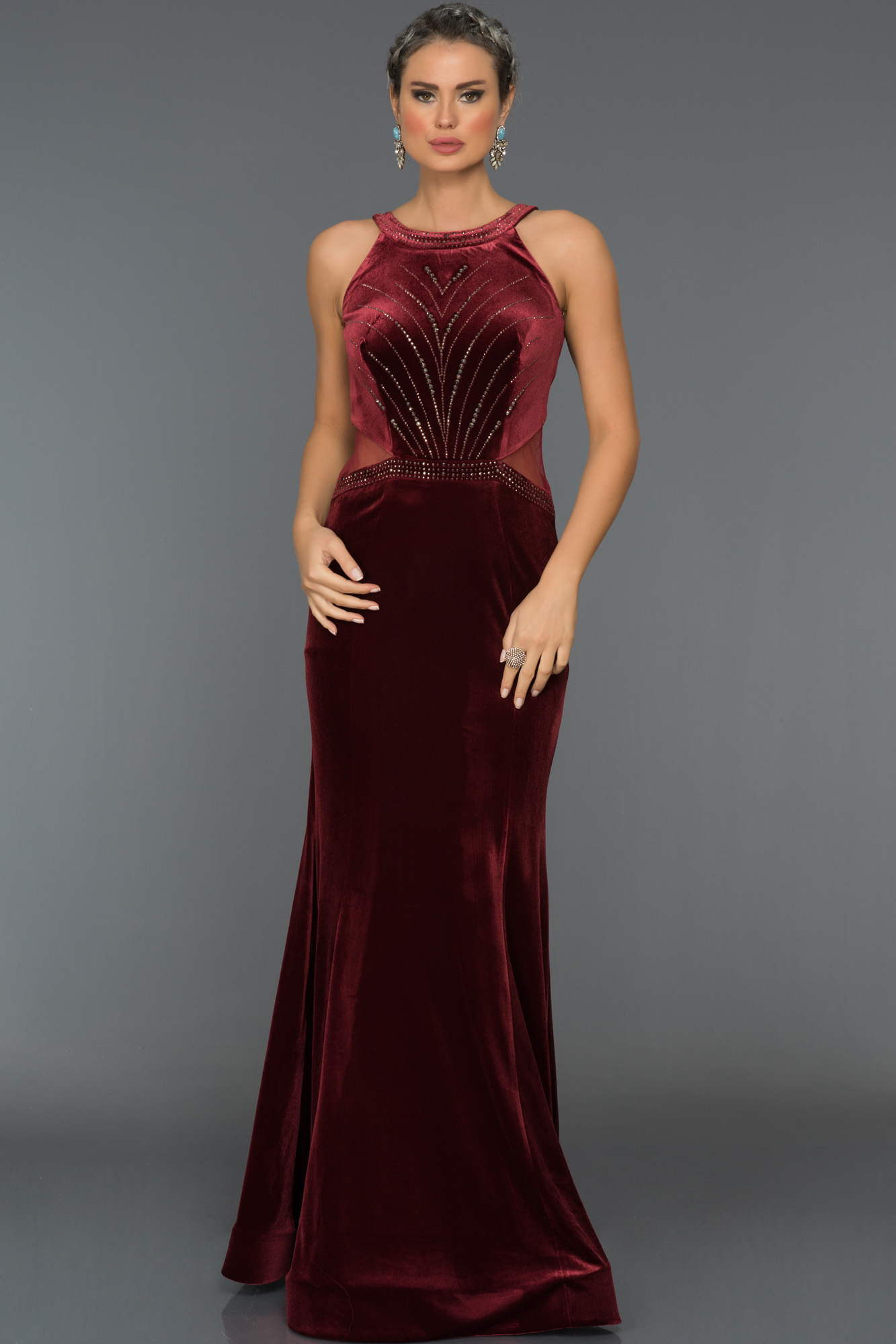 Burgundy velvet dress main image 0
