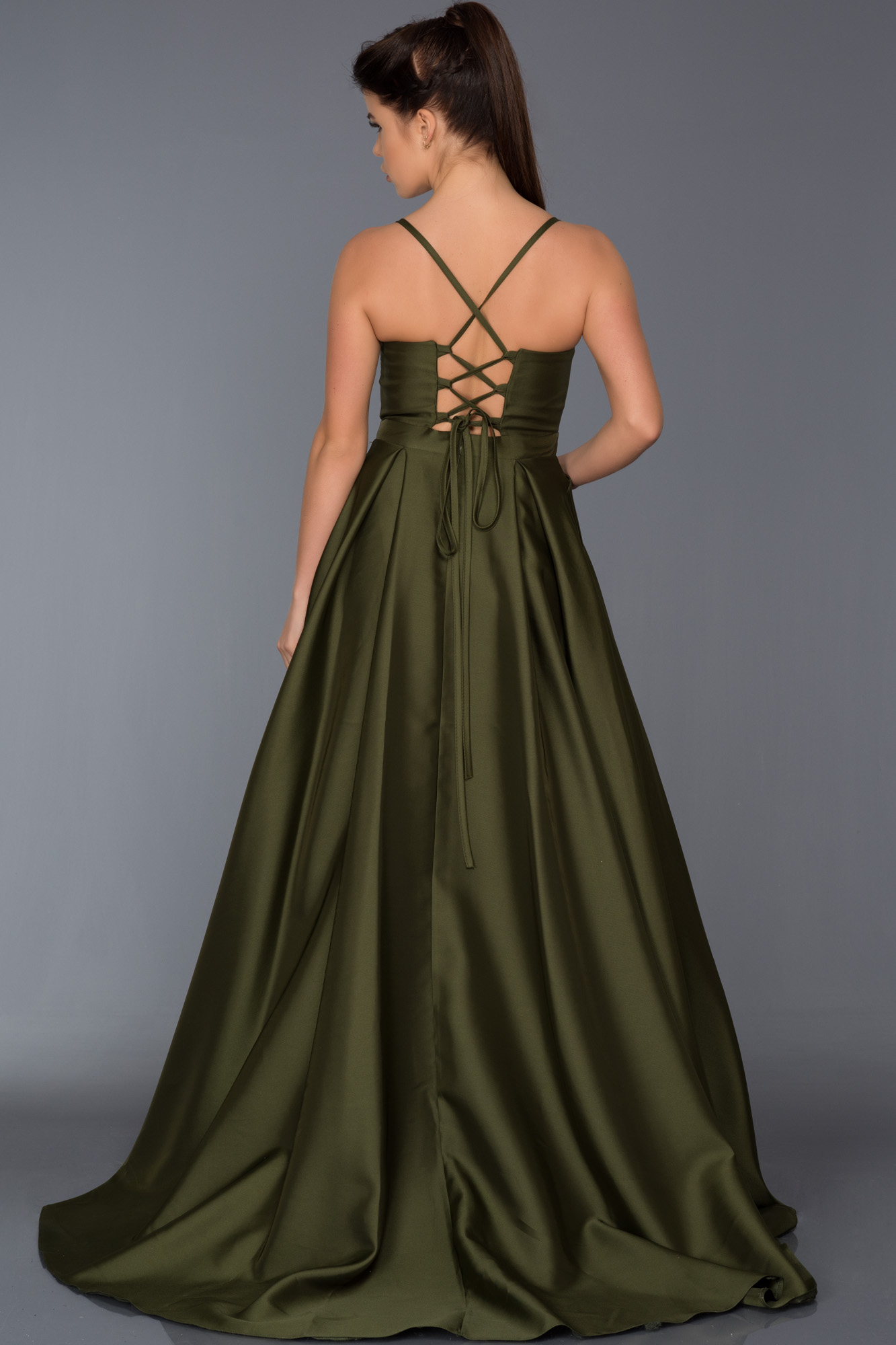 Long Olive Drab Evening Dress ABU349 | Abiyefon.com