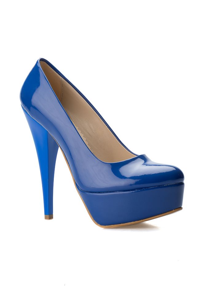 Sax Blue Patent Leather Evening Shoes AK583 | Abiyefon.com