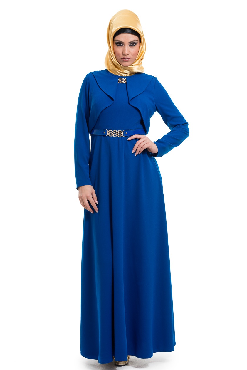 Sax Blue Hijab Dress T2242 