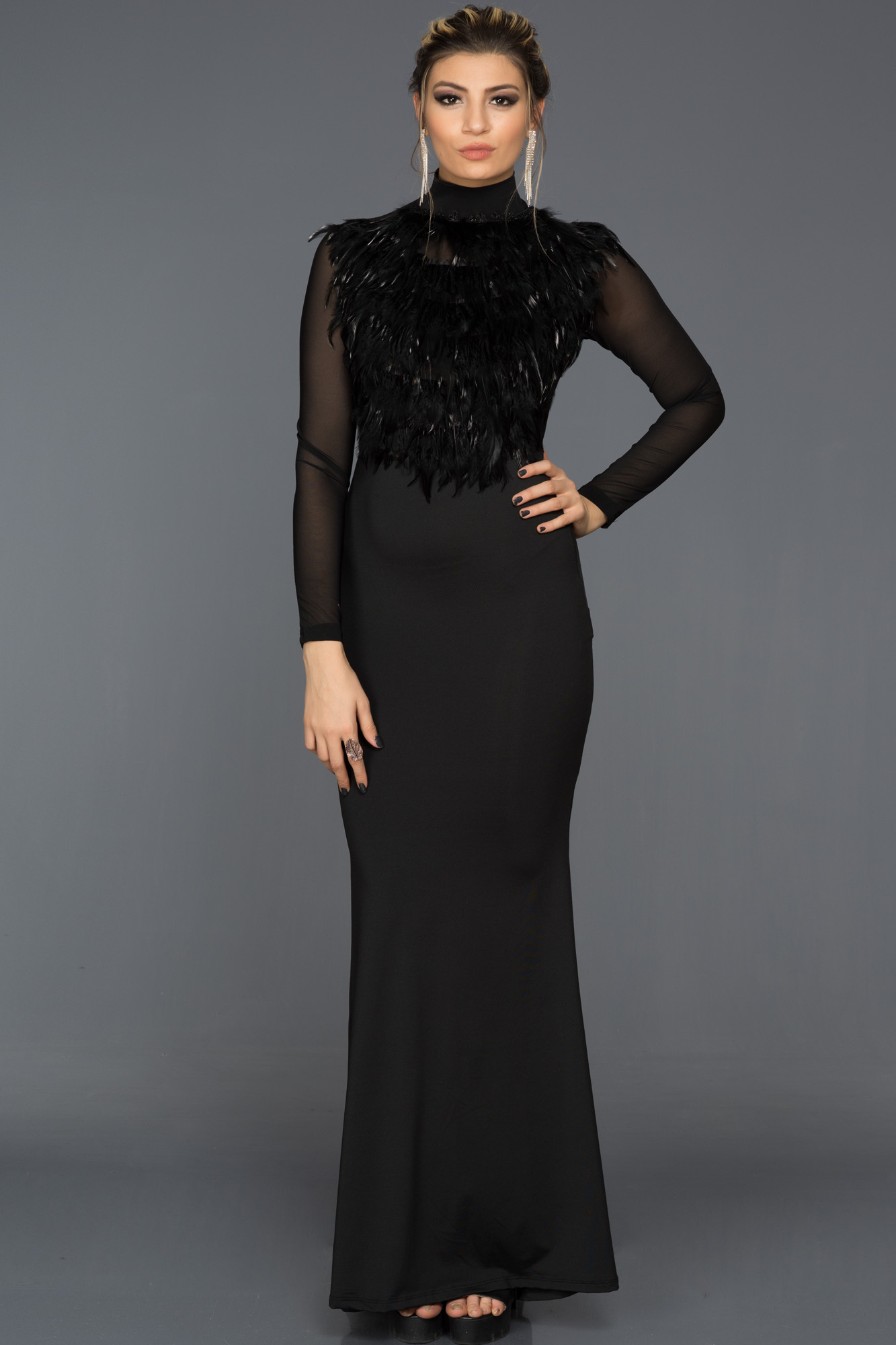 Long Black Night Dresses KR54316 | Abiyefon.com