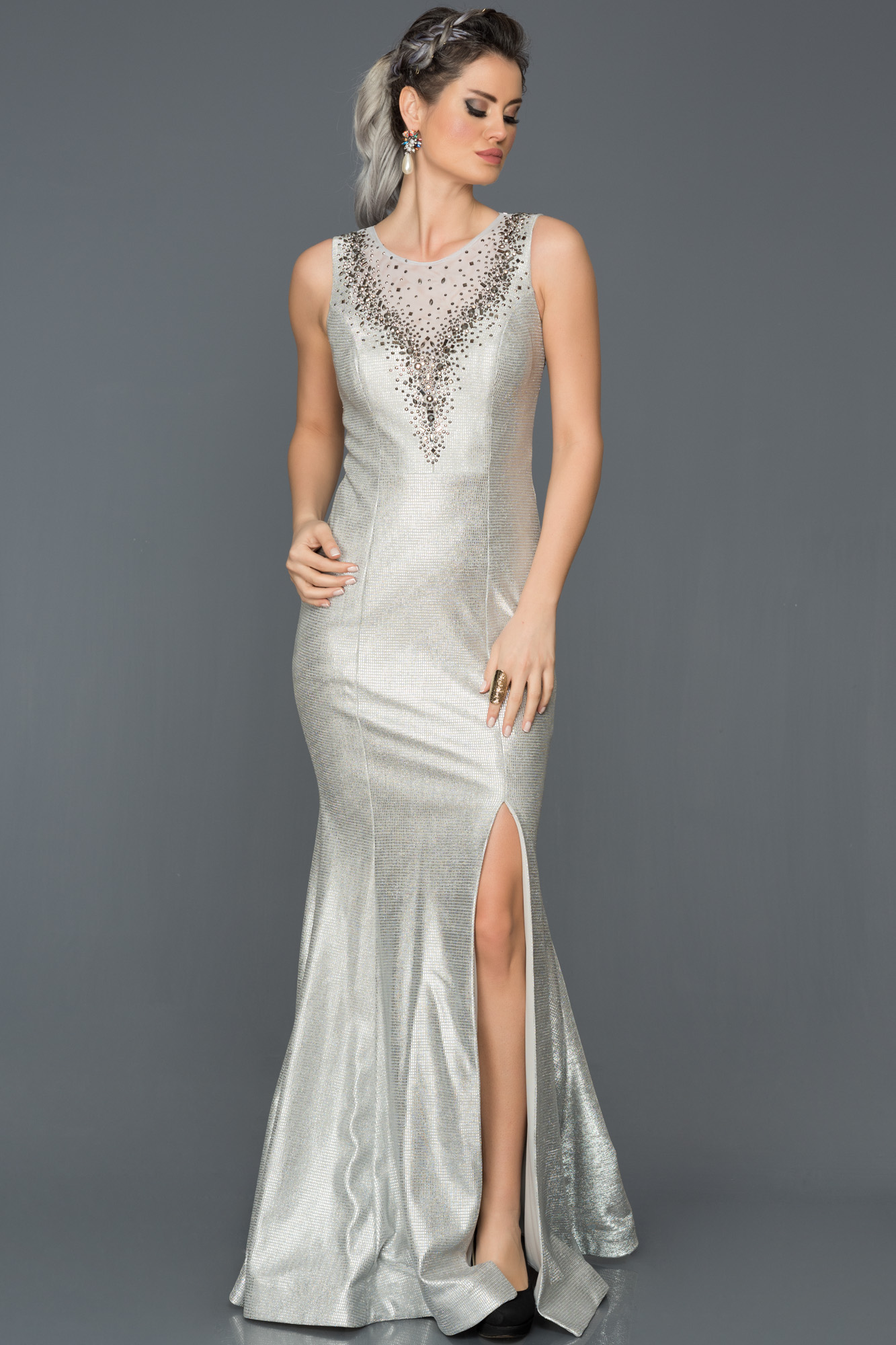 Silver Mermaid Women Formal Evening Dress Y1696 main image 1