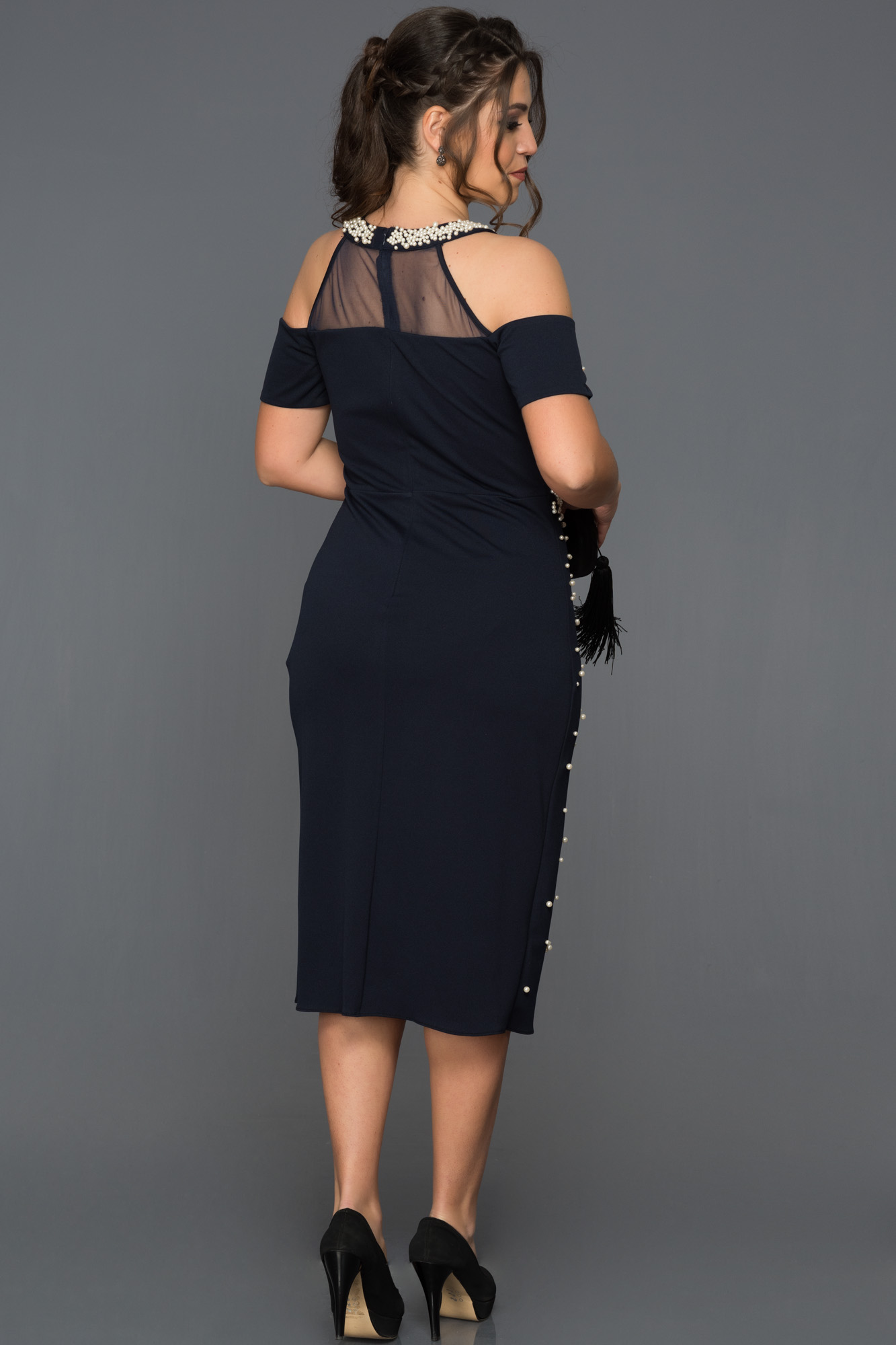 Navy Blue Plus Size Evening Dress Ar37050 