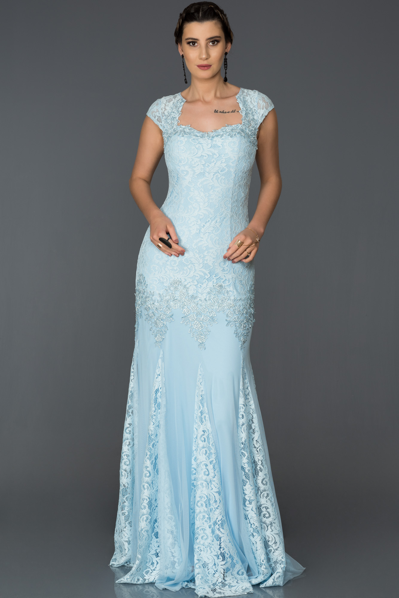 Long Light Blue Engagement Dress AB7538 | Abiyefon.com